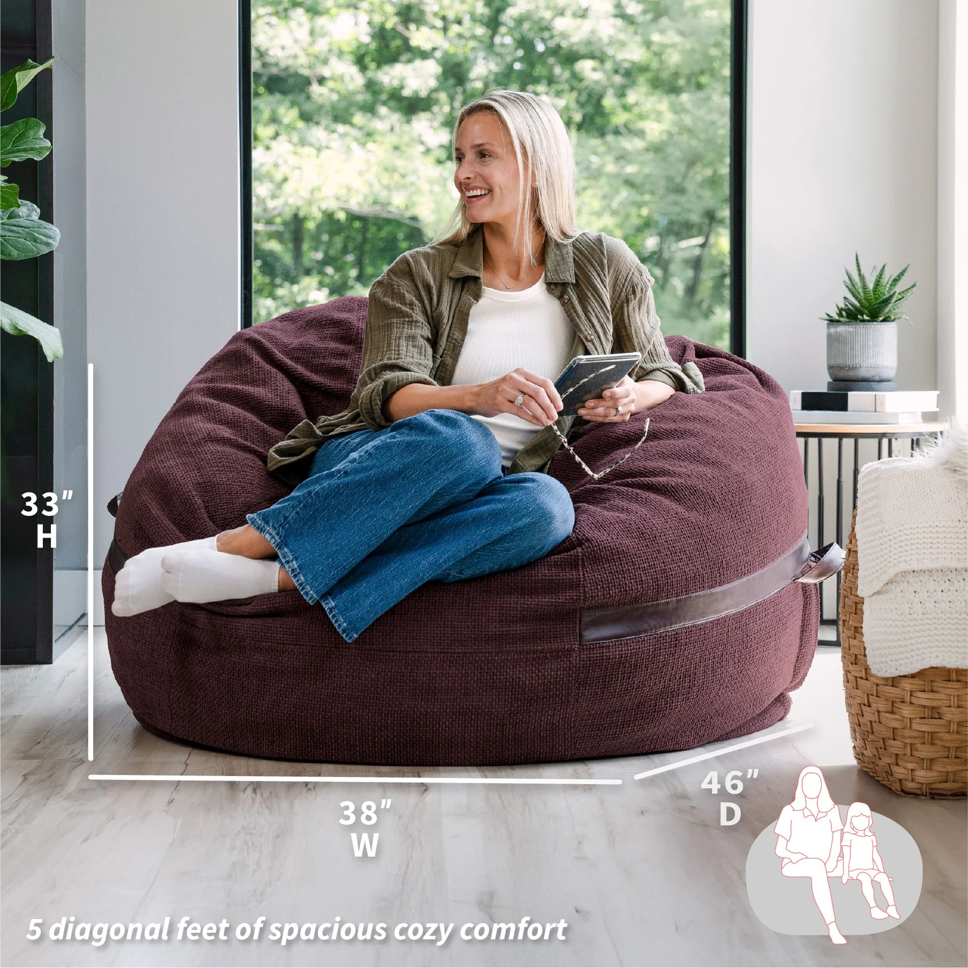 Fuf® 5Ft Foam Bean Bag - Image 10