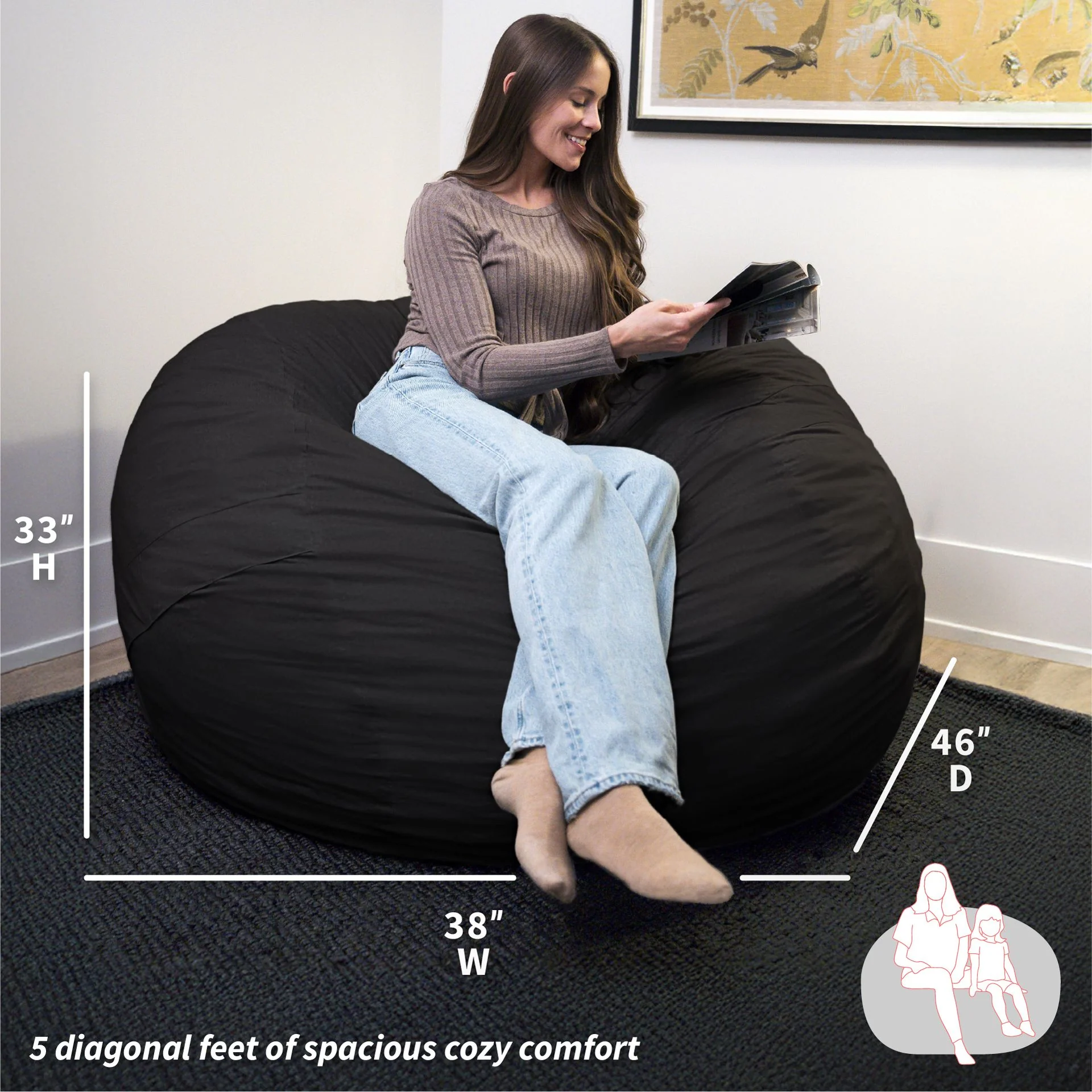 Fuf® 5Ft Foam Bean Bag - Image 128