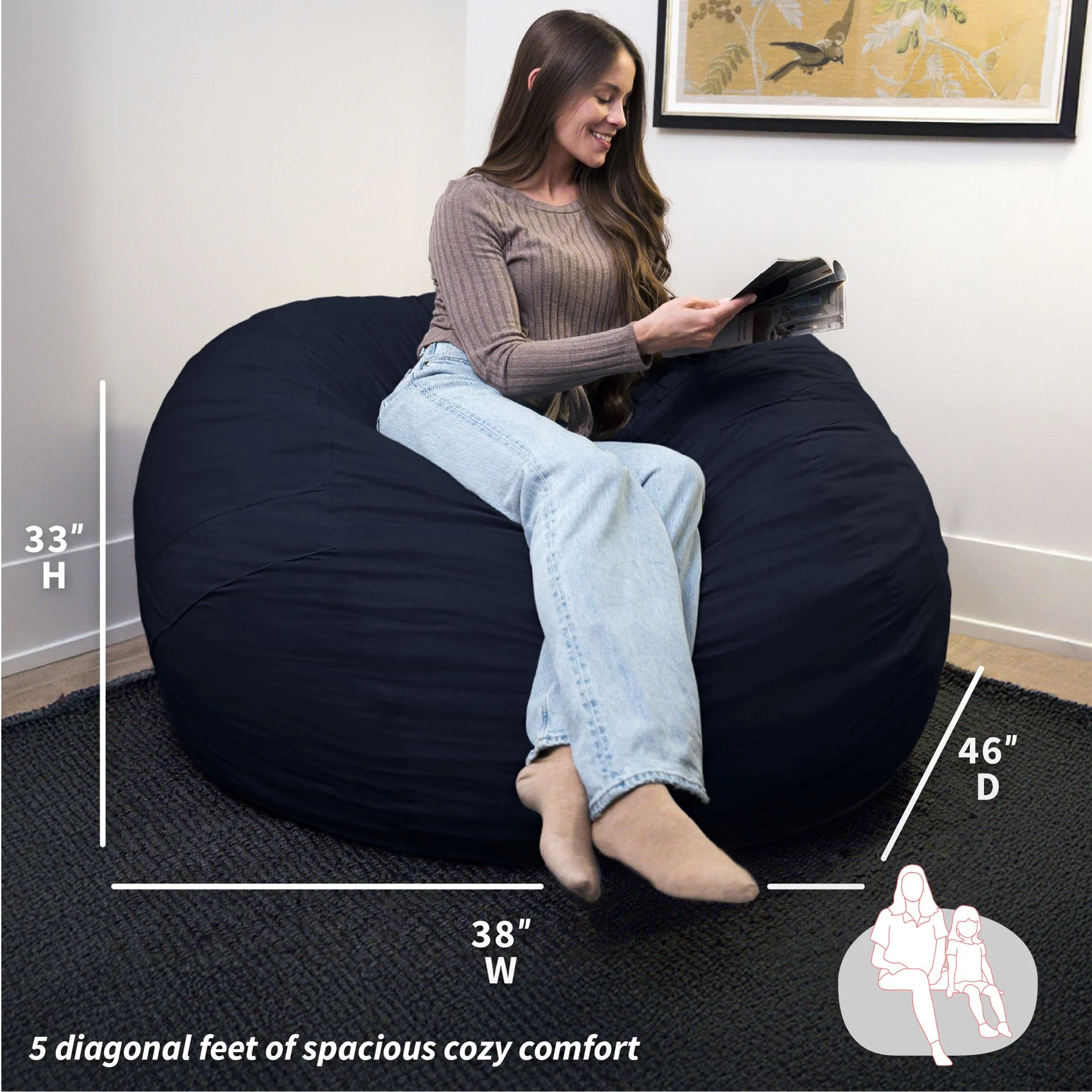 Fuf® 5Ft Foam Bean Bag - Image 141
