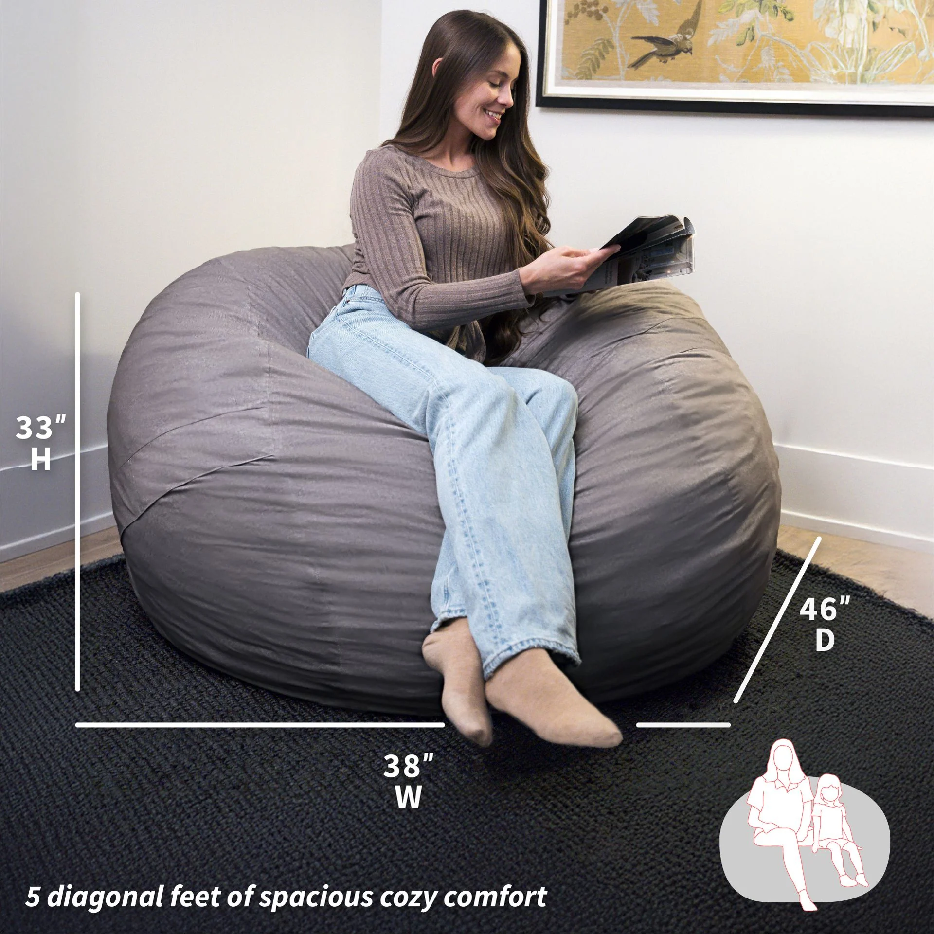 Fuf® 5Ft Foam Bean Bag - Image 154