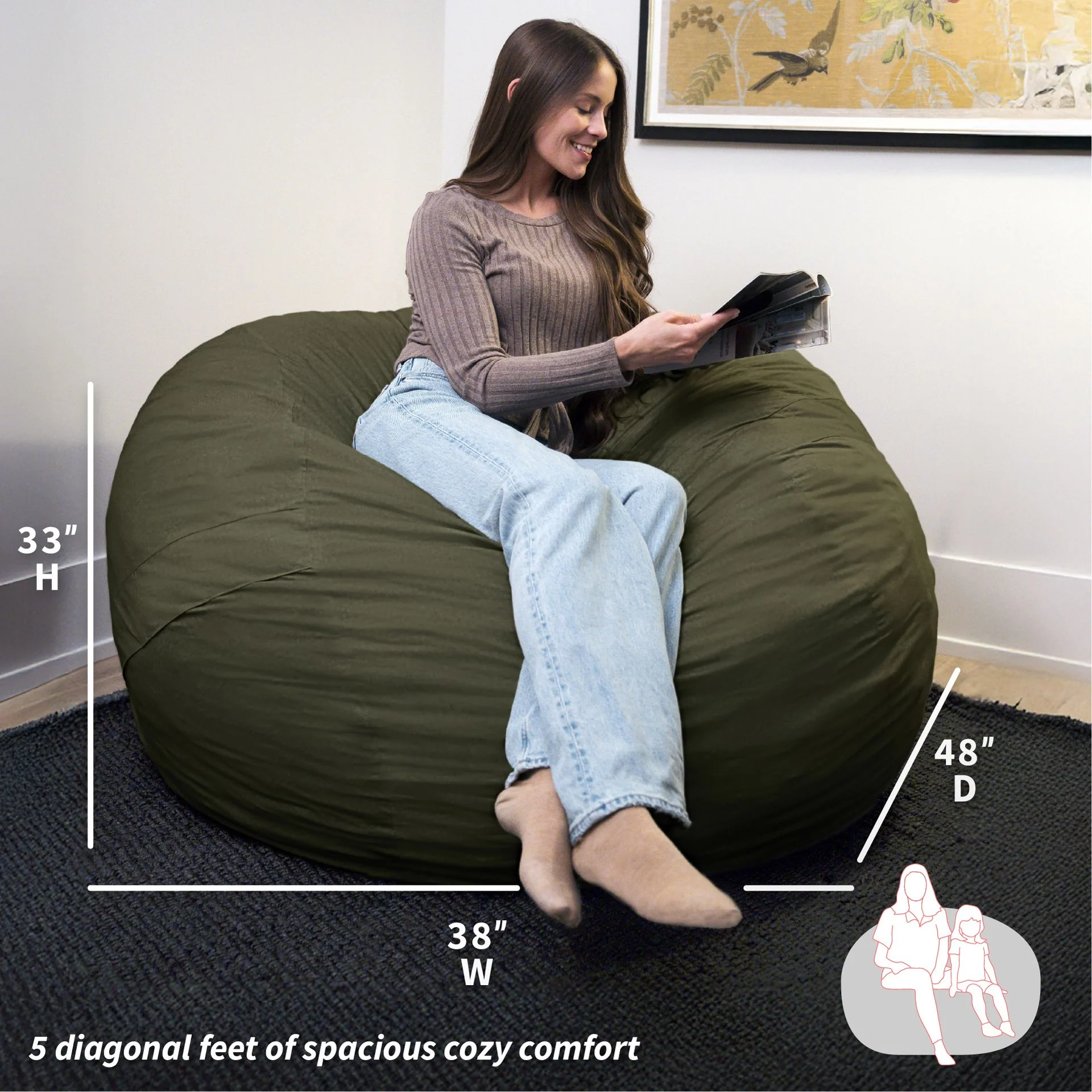 Fuf® 5Ft Foam Bean Bag - Image 167