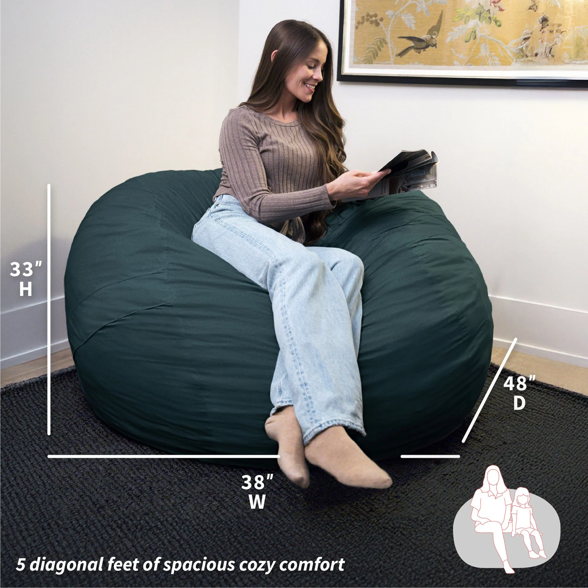 Fuf® 5Ft Foam Bean Bag - Image 178