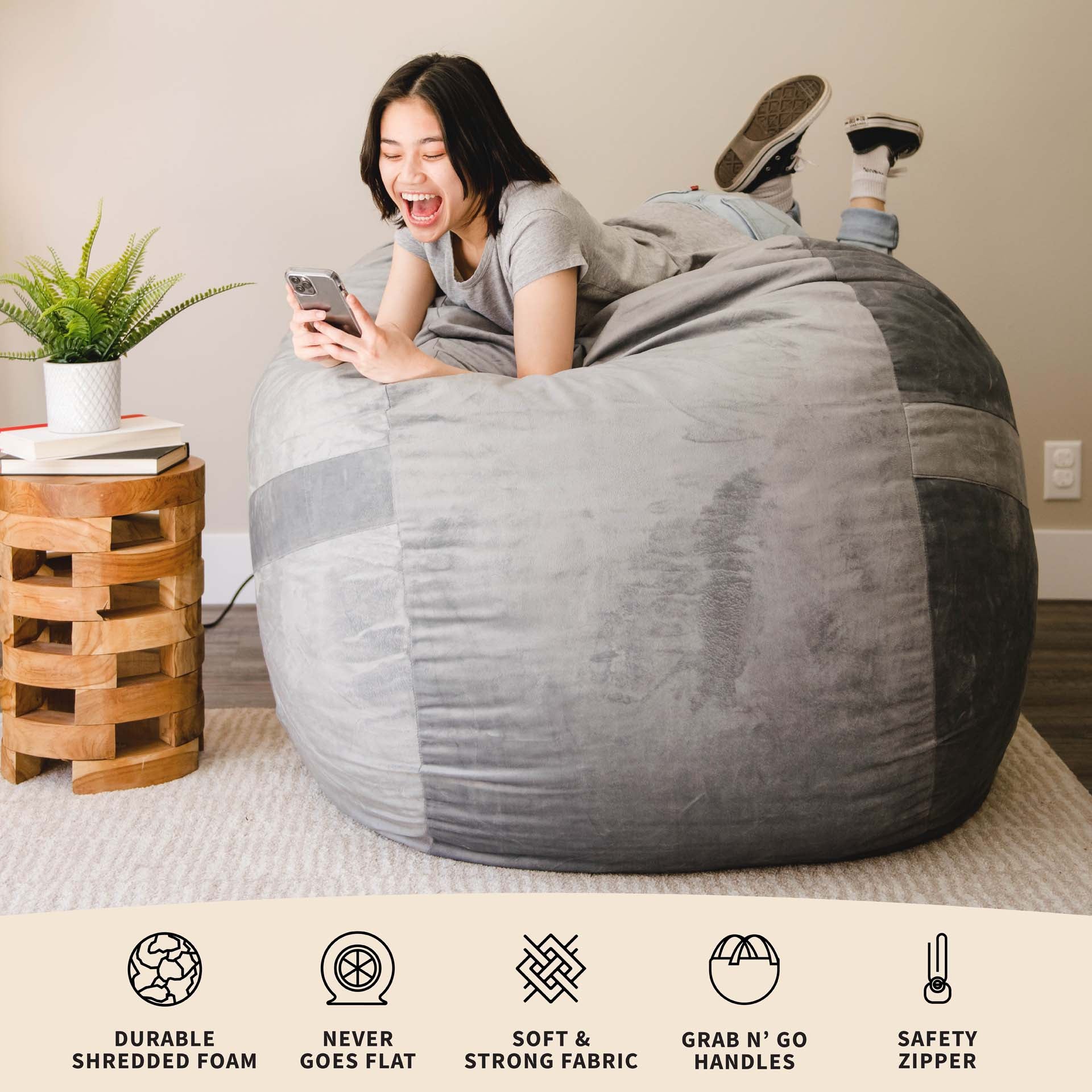 Fuf® 5Ft Foam Bean Bag - Image 26