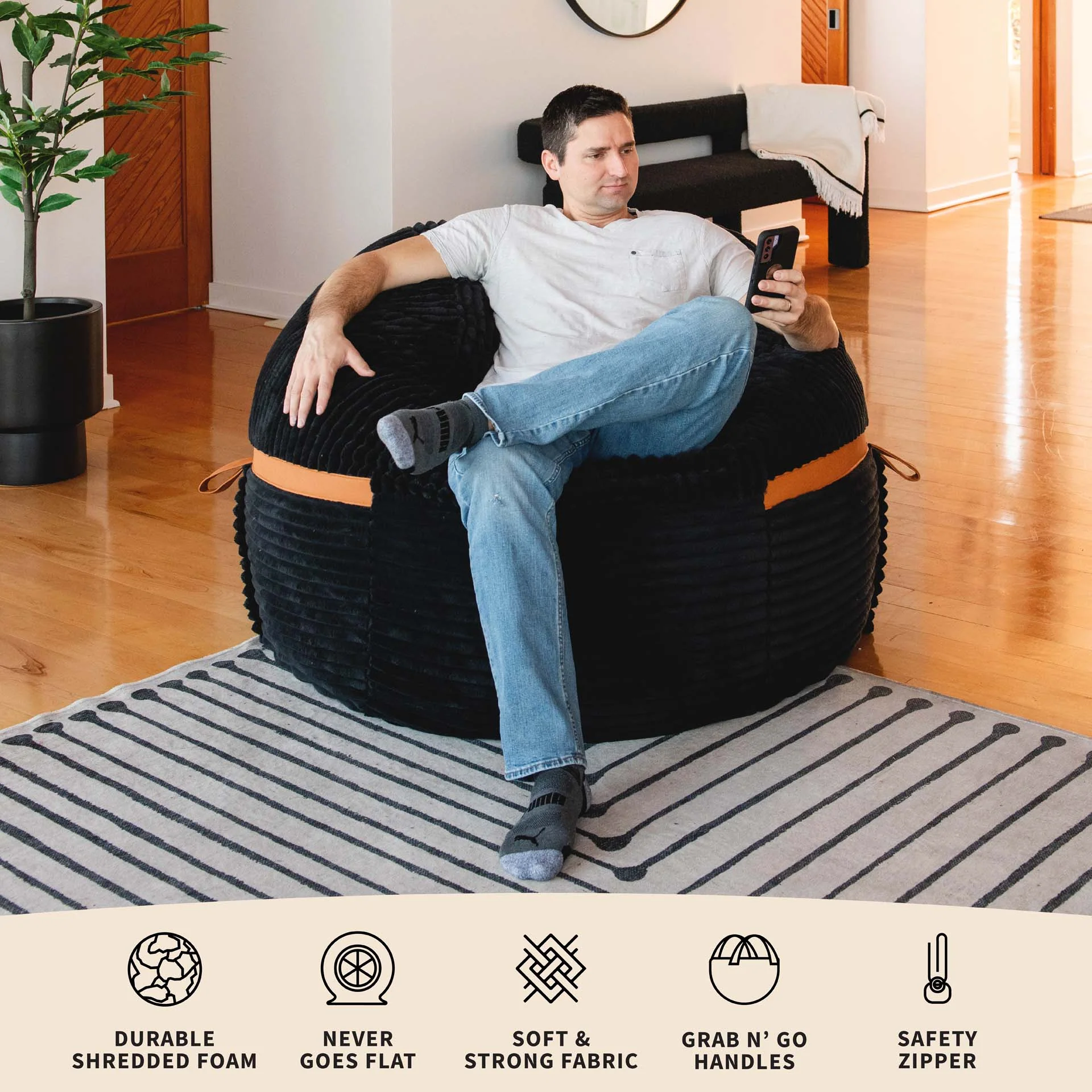 Fuf® 5Ft Foam Bean Bag - Image 3