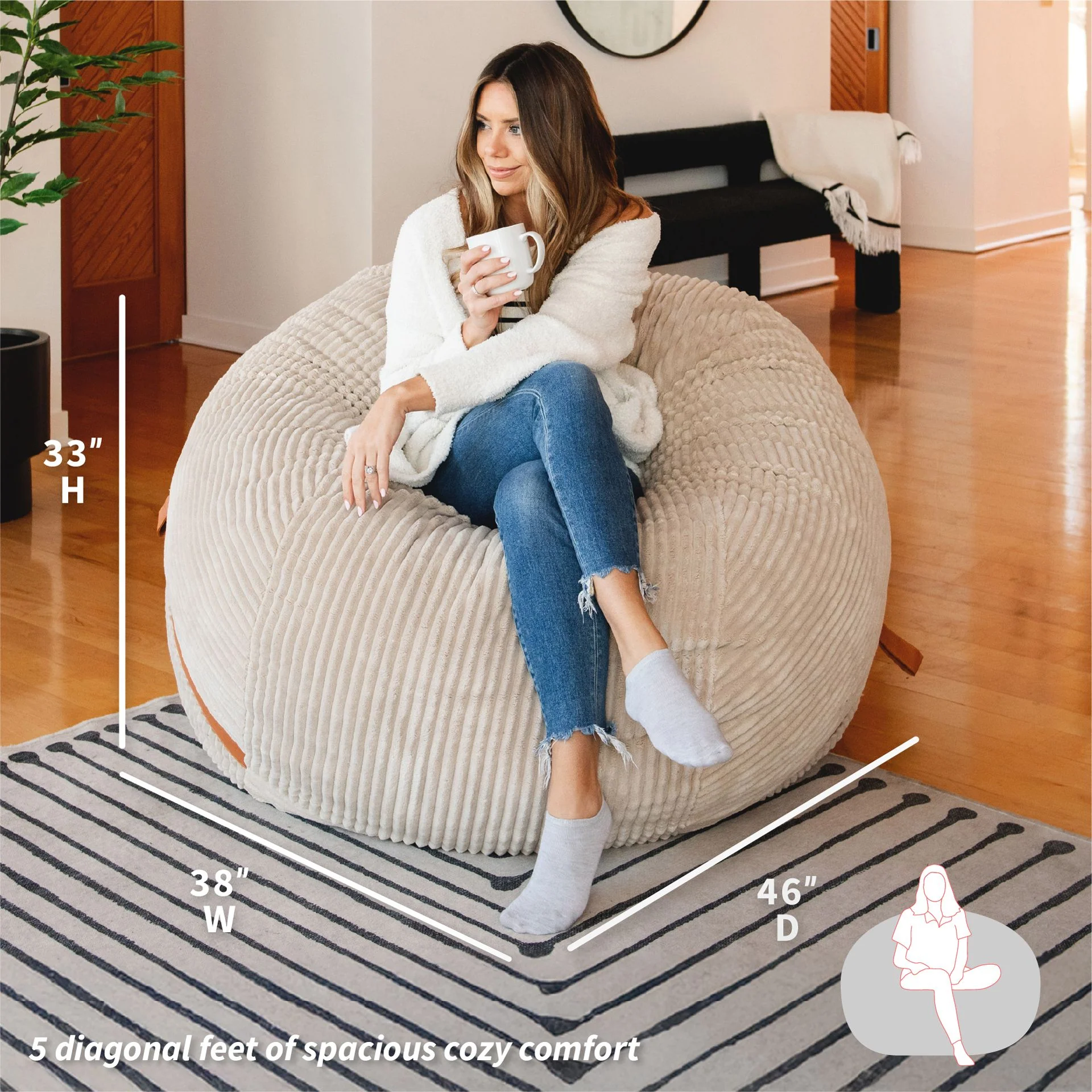 Fuf® 5Ft Foam Bean Bag - Image 5