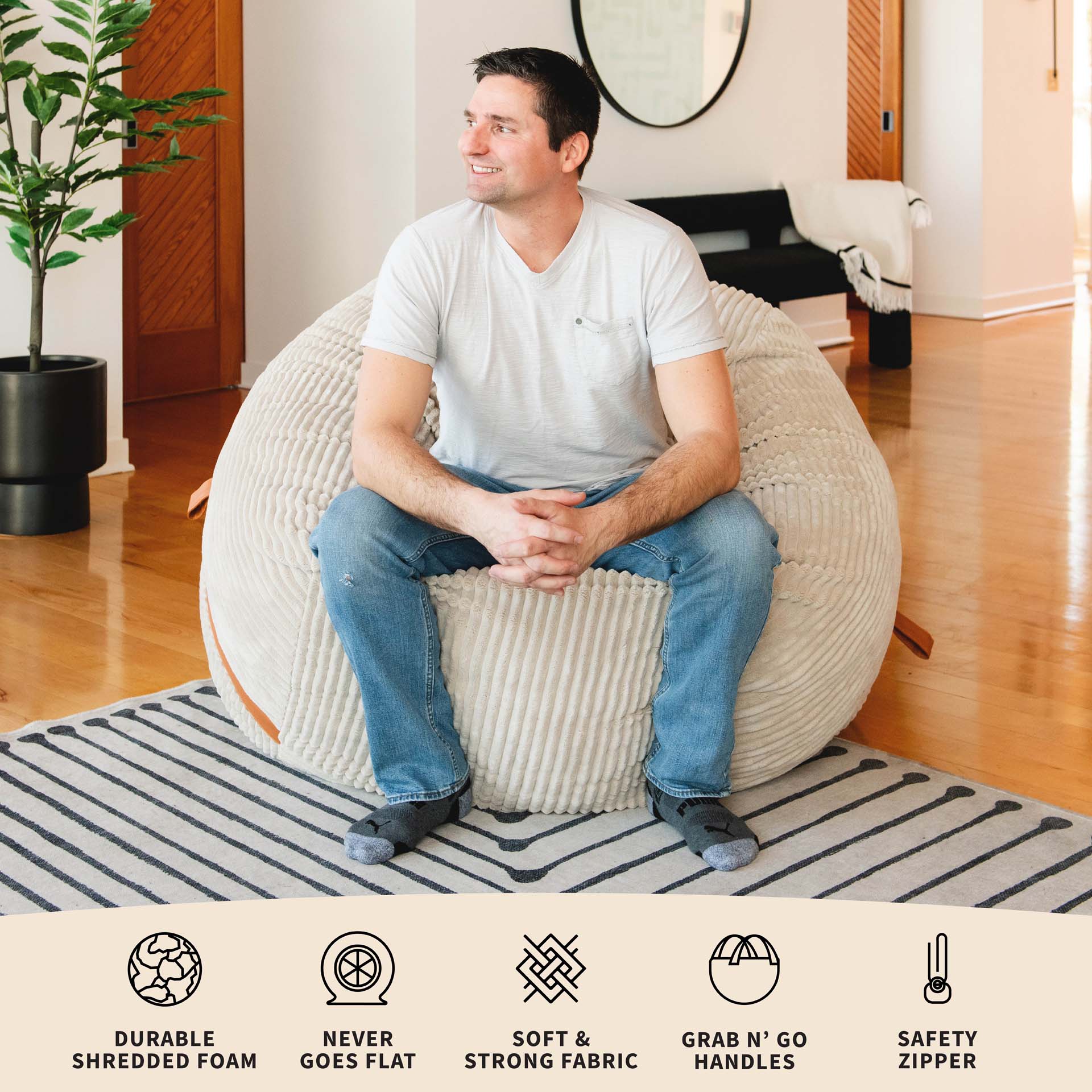 Fuf® 5Ft Foam Bean Bag - Image 6