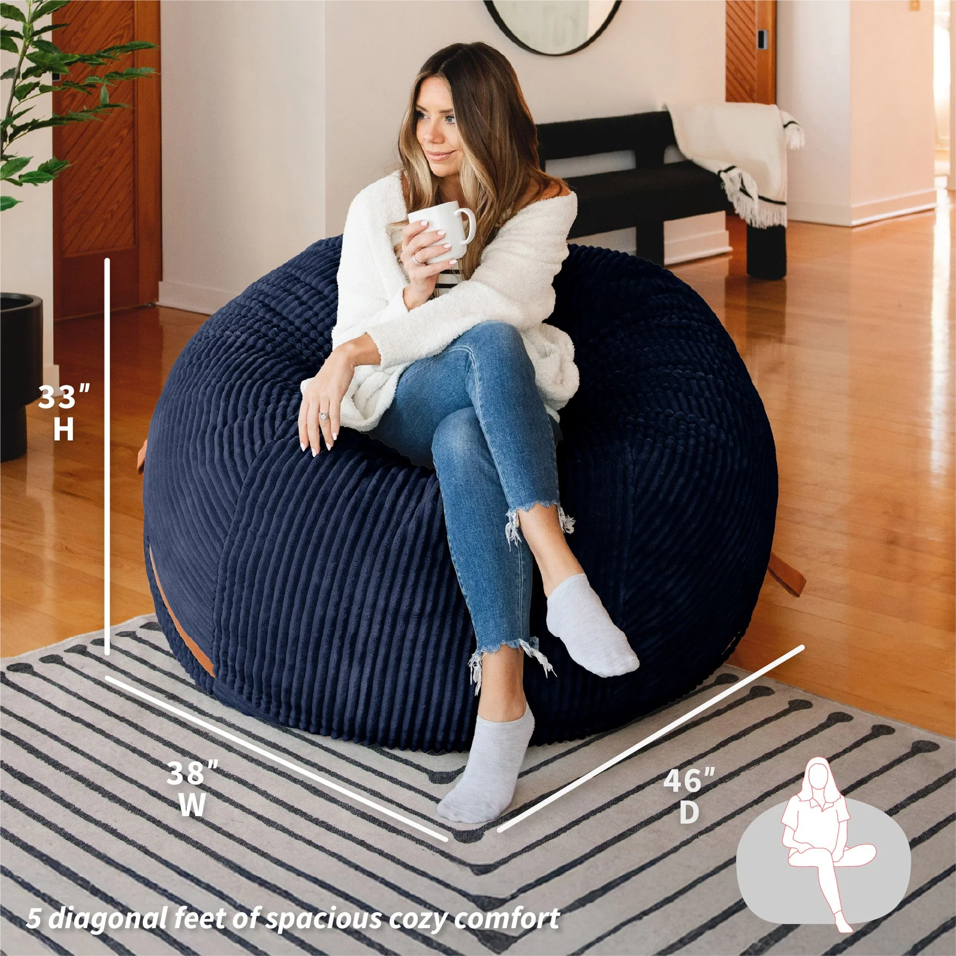 Fuf® 5Ft Foam Bean Bag - Image 8