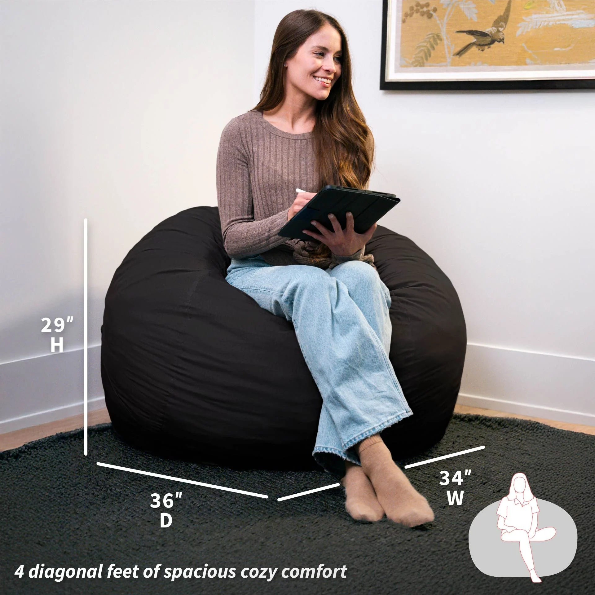 Fuf® 4Ft Foam Bean Bag - Image 162