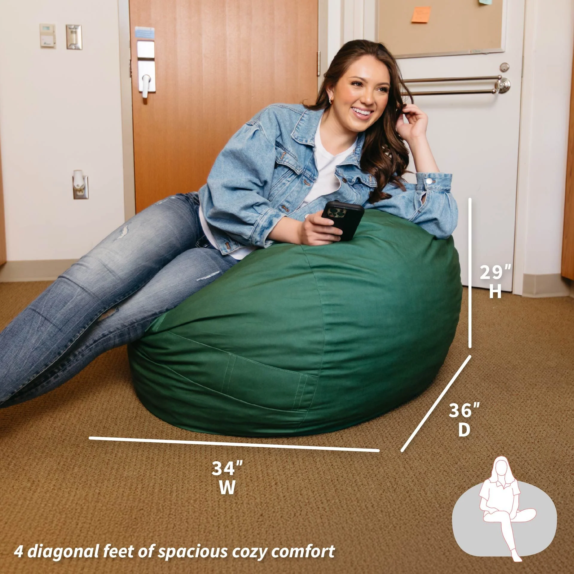 Fuf® 4Ft Foam Bean Bag - Image 32