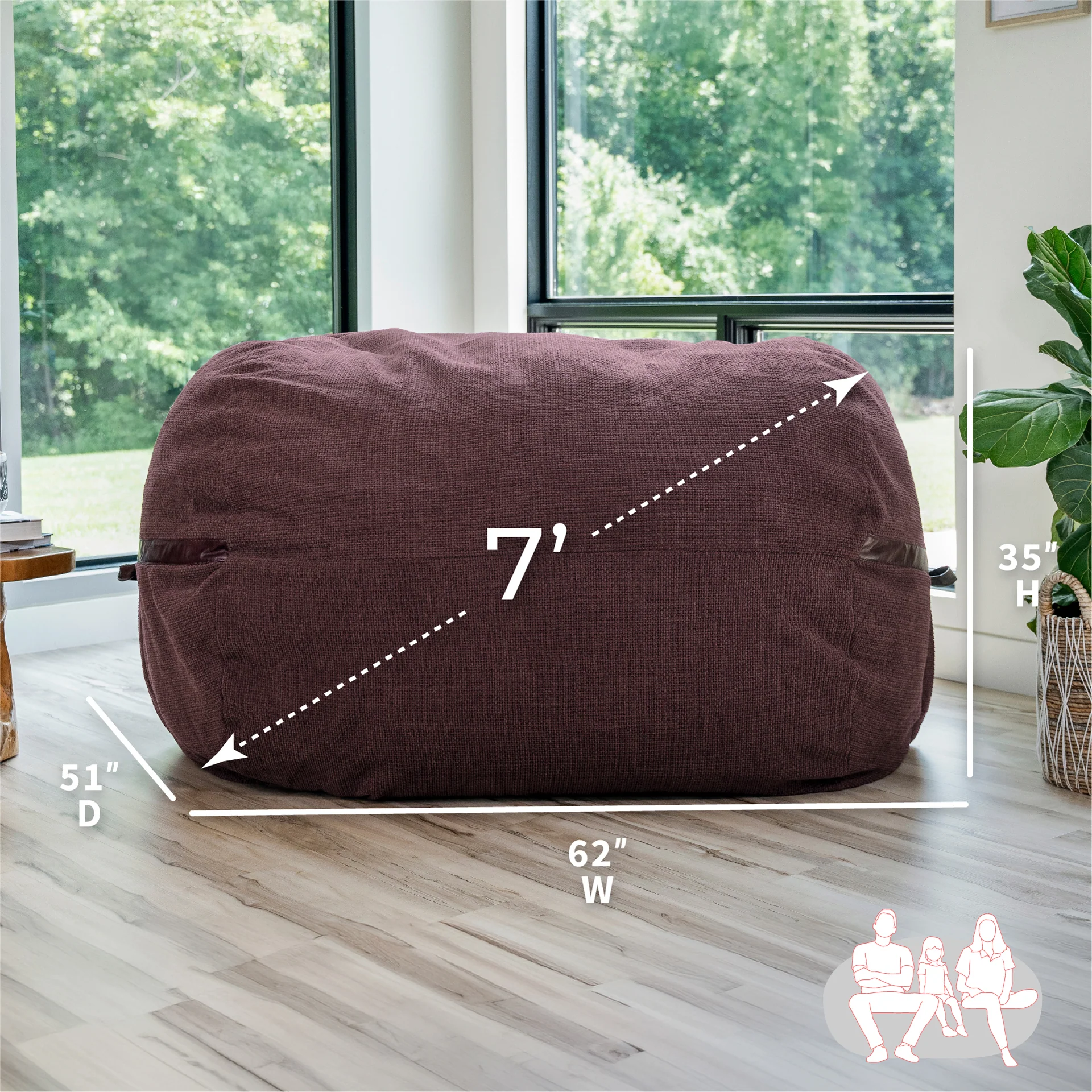 Fuf® 7Ft Foam Bean Bag - Image 108