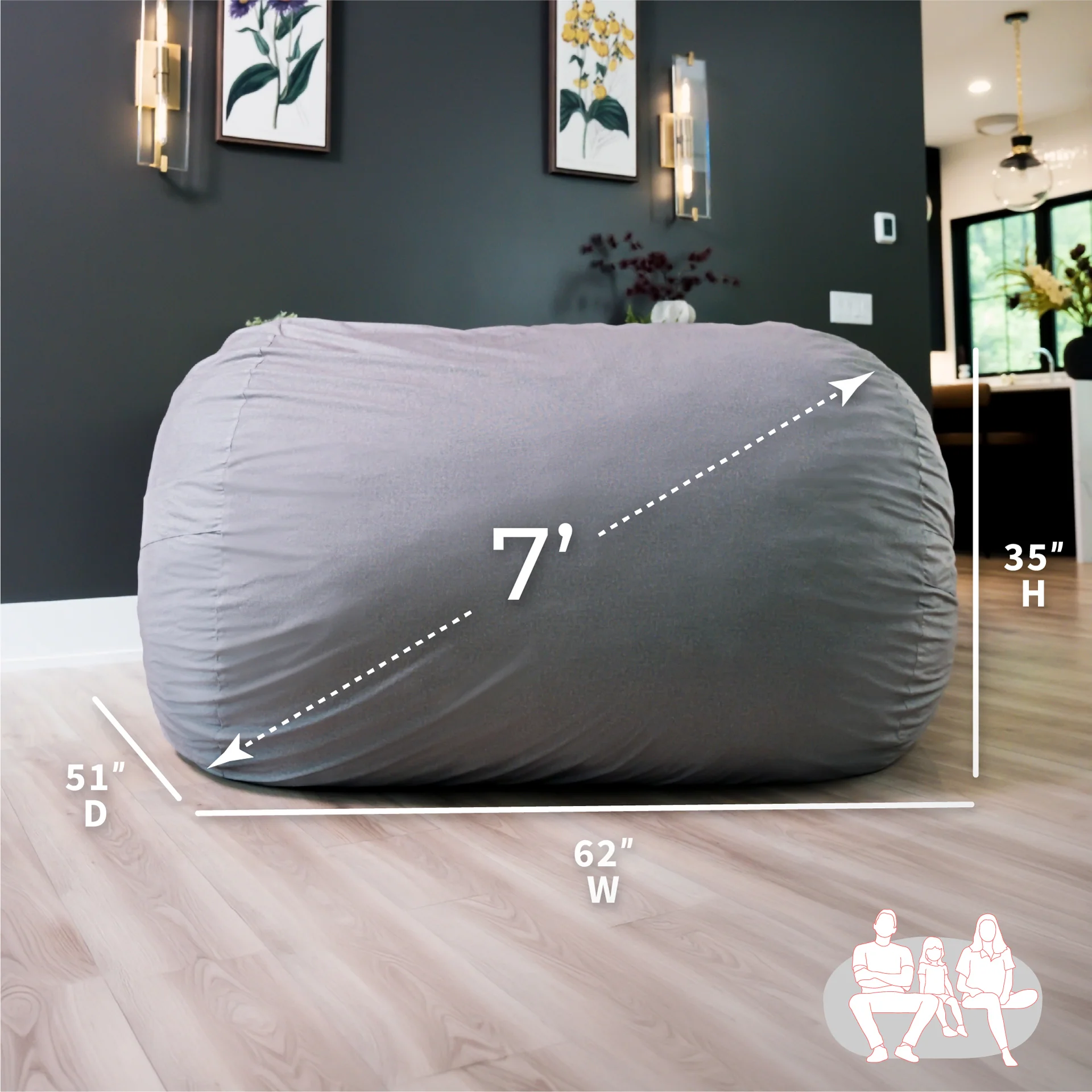 Fuf® 7Ft Foam Bean Bag - Image 120