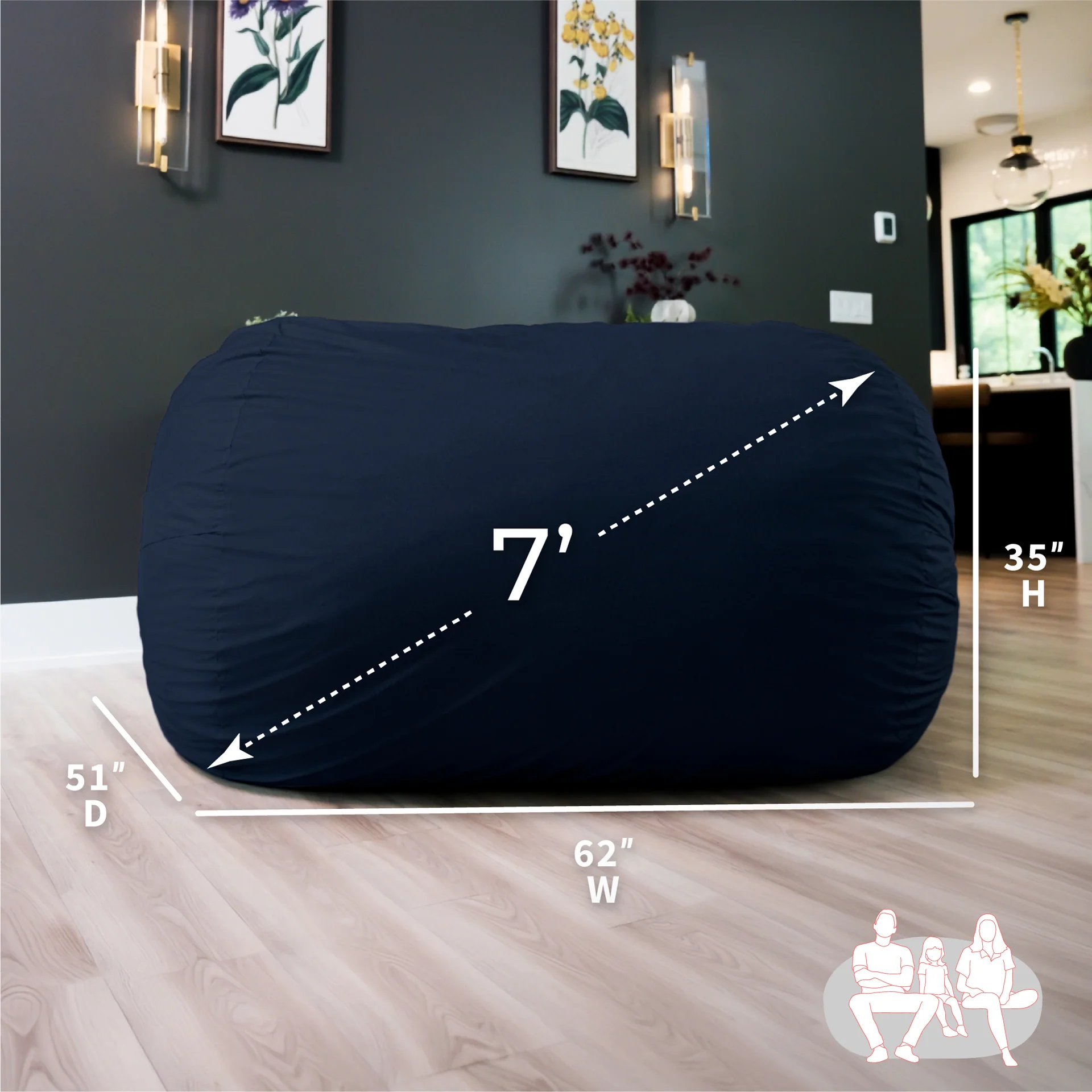 Fuf® 7Ft Foam Bean Bag - Image 135