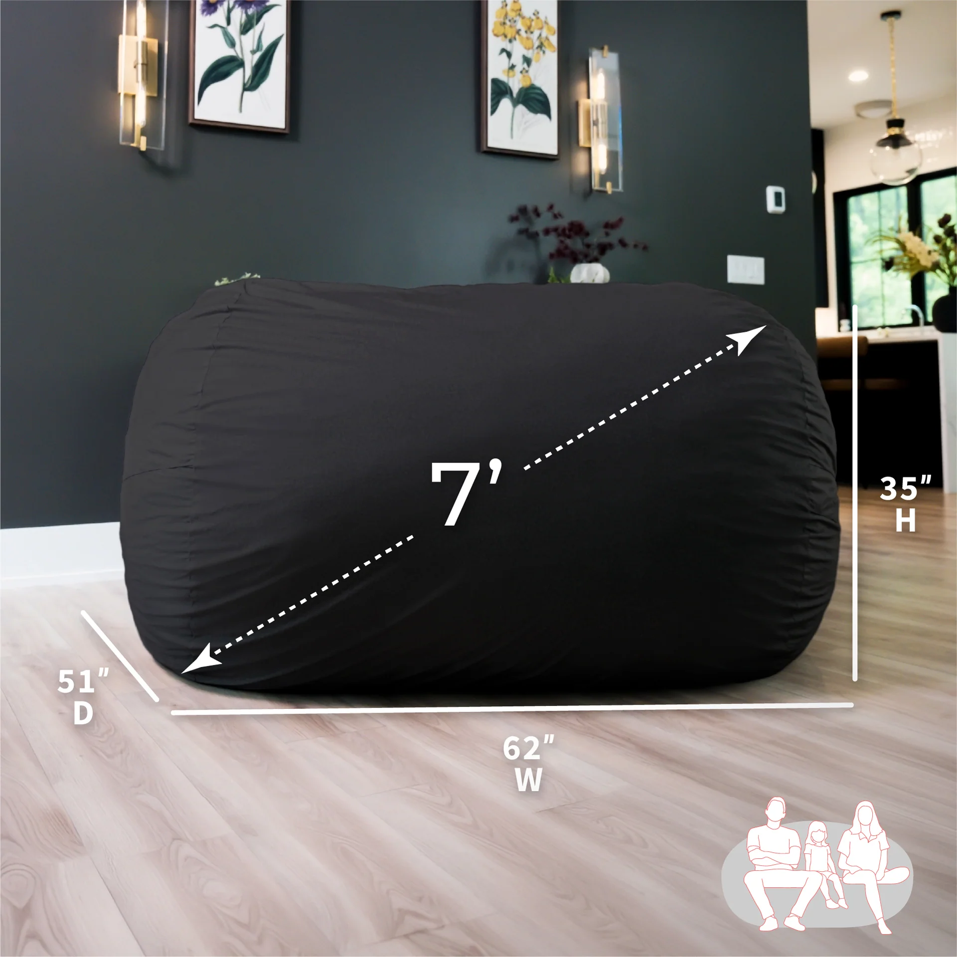 Fuf® 7Ft Foam Bean Bag - Image 150