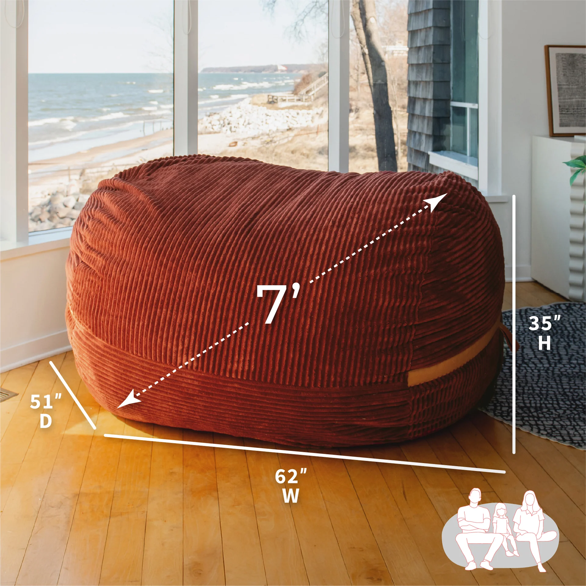 Fuf® 7Ft Foam Bean Bag - Image 17