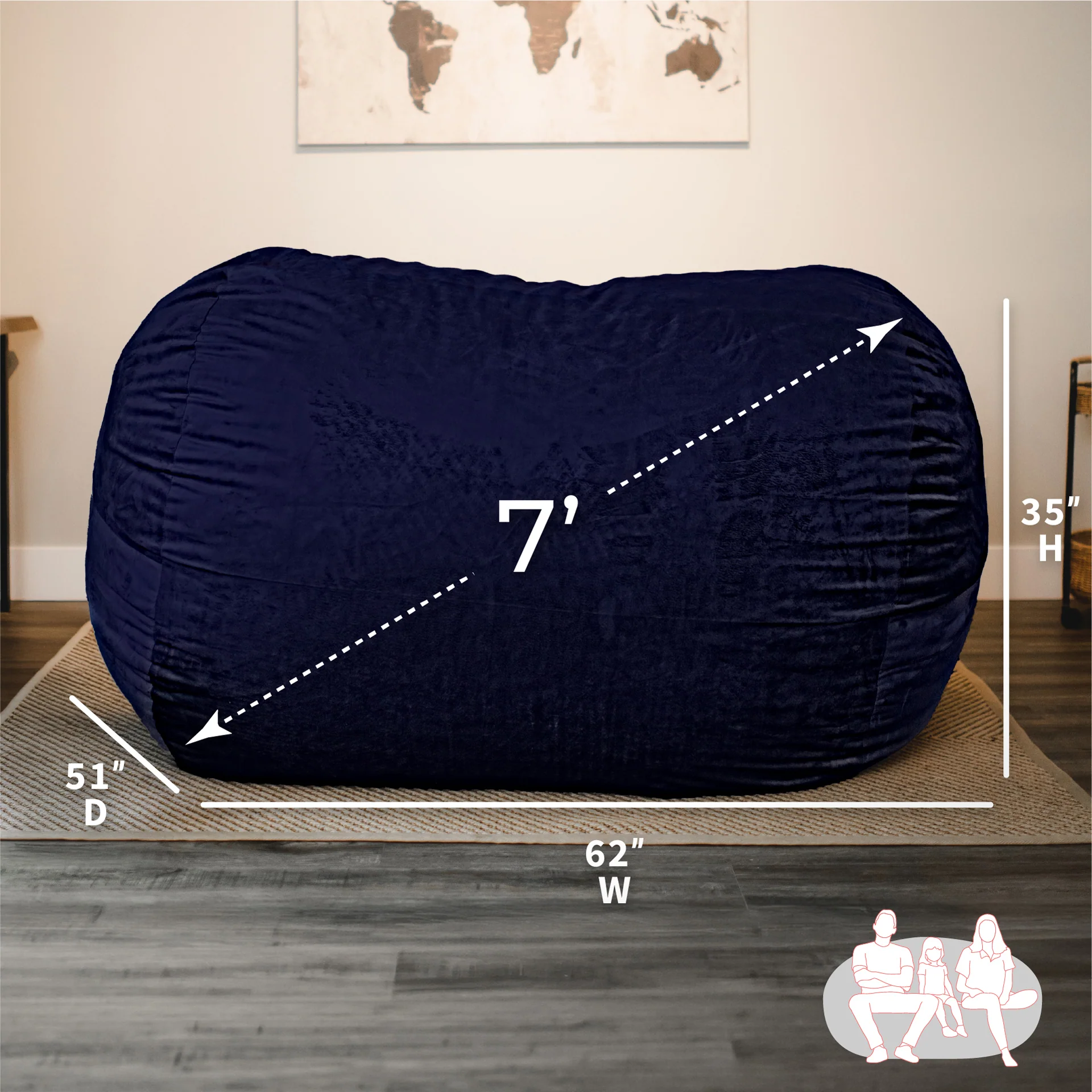Fuf® 7Ft Foam Bean Bag - Image 20