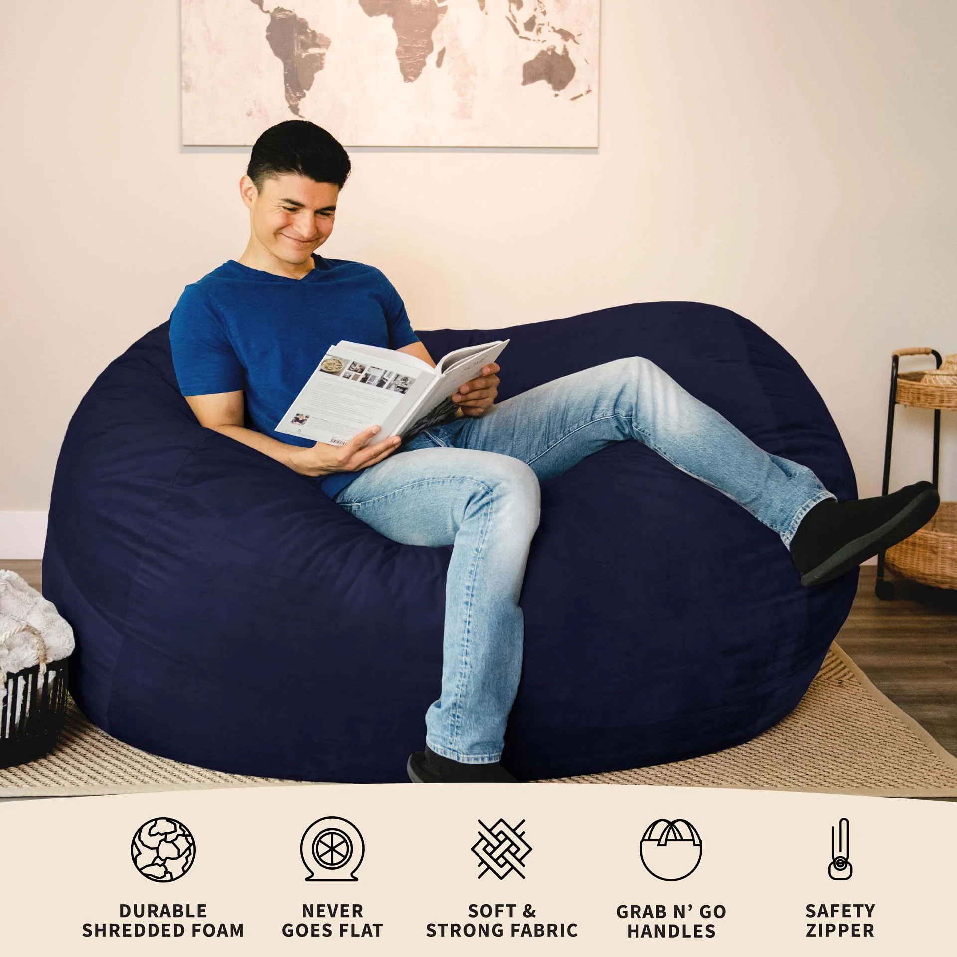 Fuf® 7Ft Foam Bean Bag - Image 21