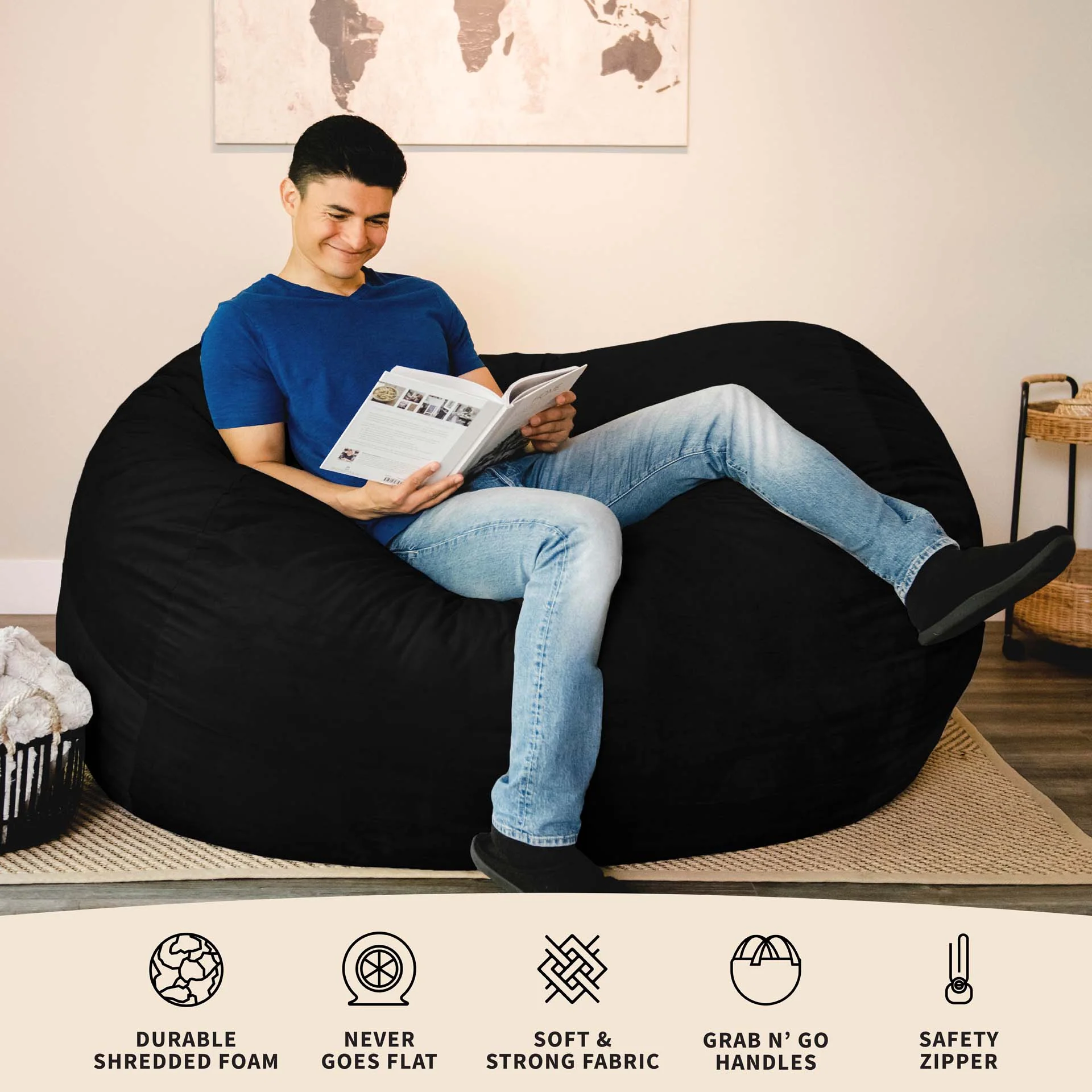 Fuf® 7Ft Foam Bean Bag - Image 24