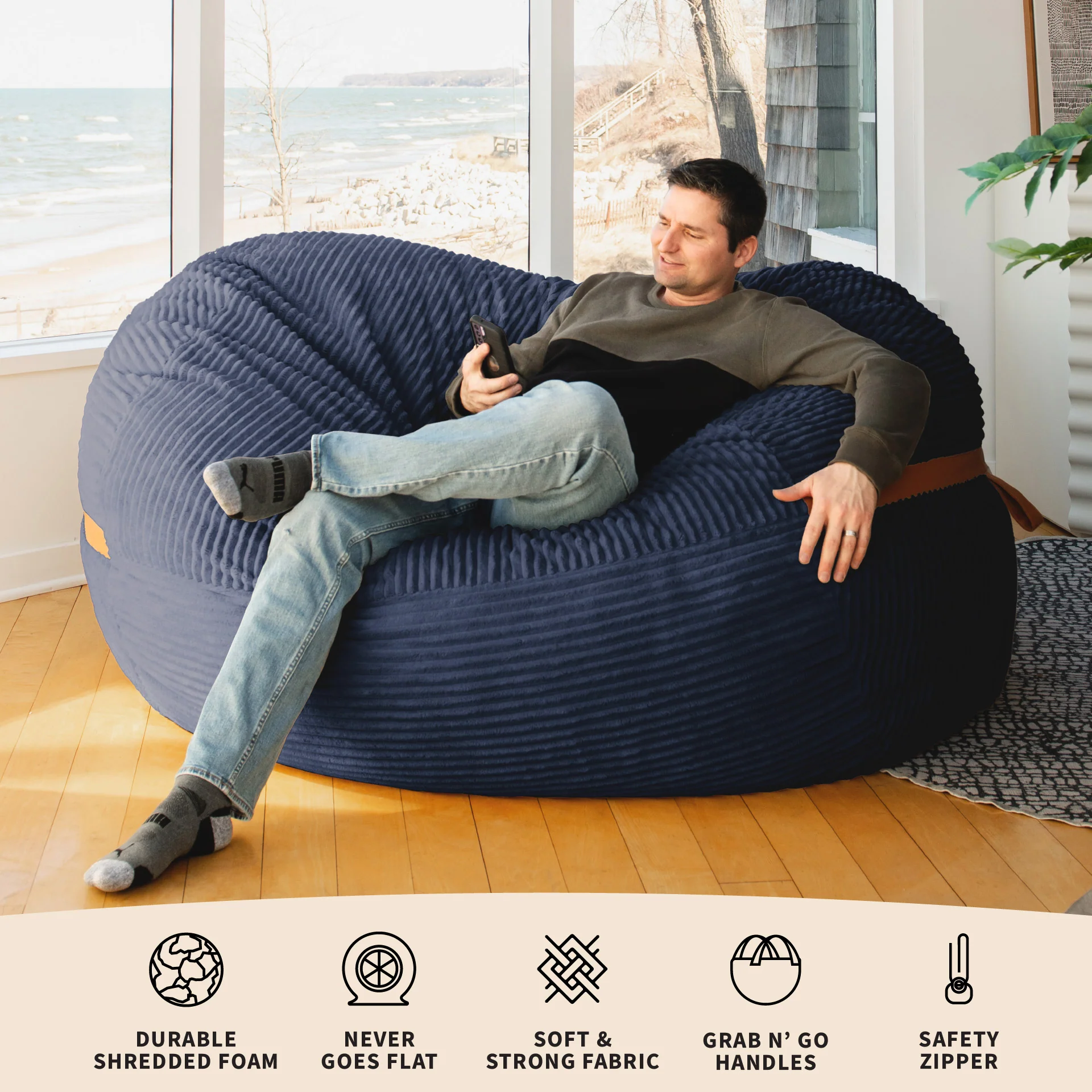 Fuf® 7Ft Foam Bean Bag - Image 3