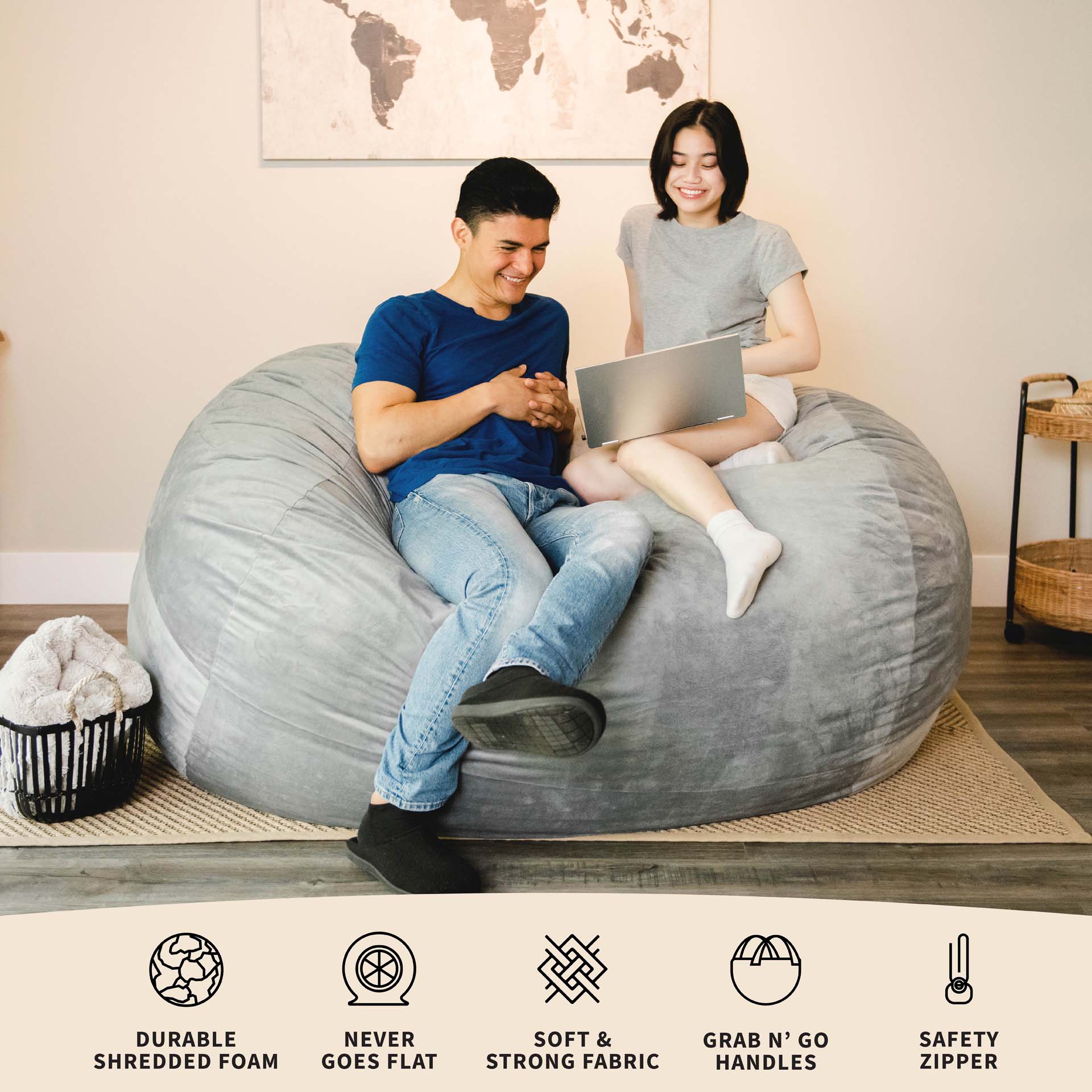 Fuf® 7Ft Foam Bean Bag - Image 31