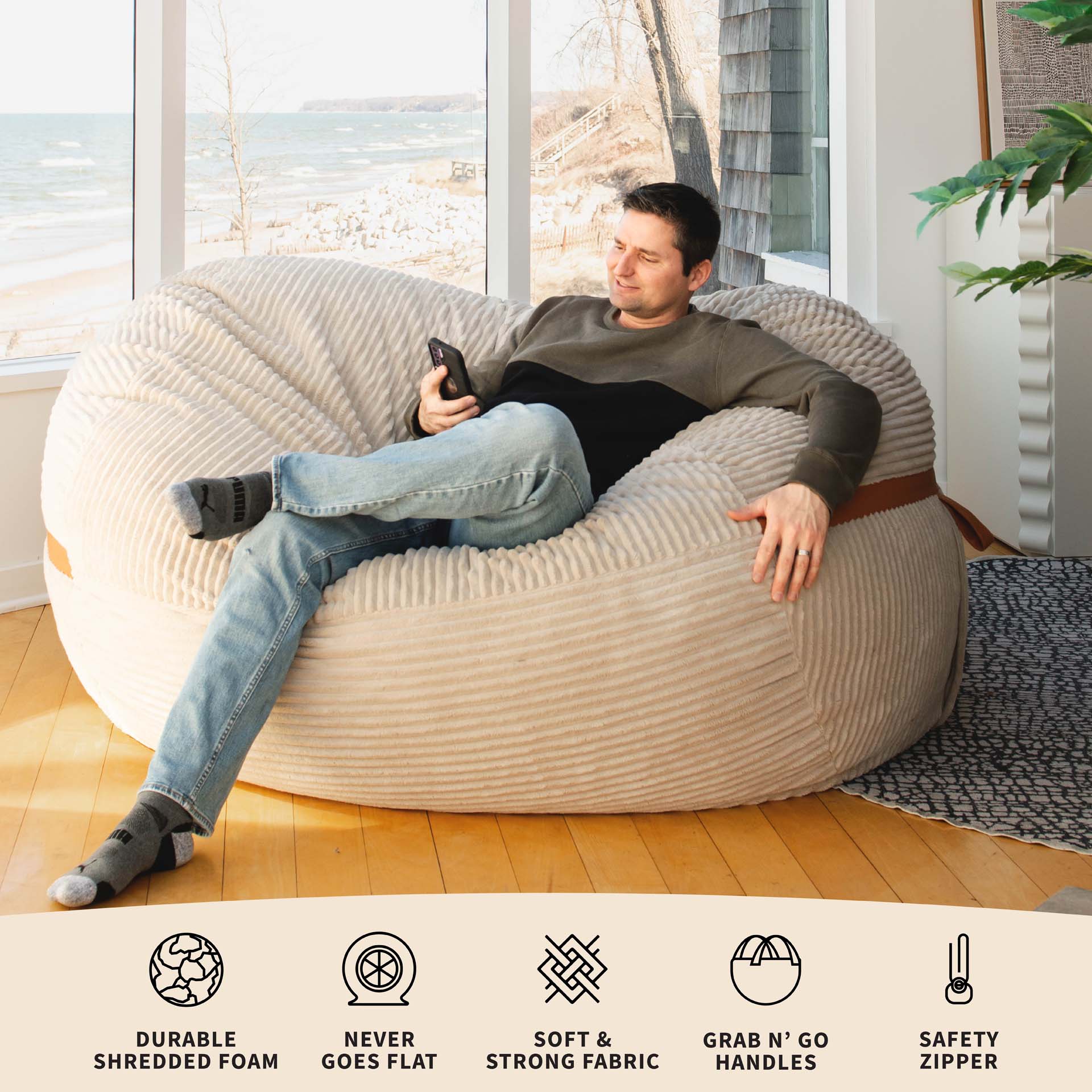 Fuf® 7Ft Foam Bean Bag - Image 5