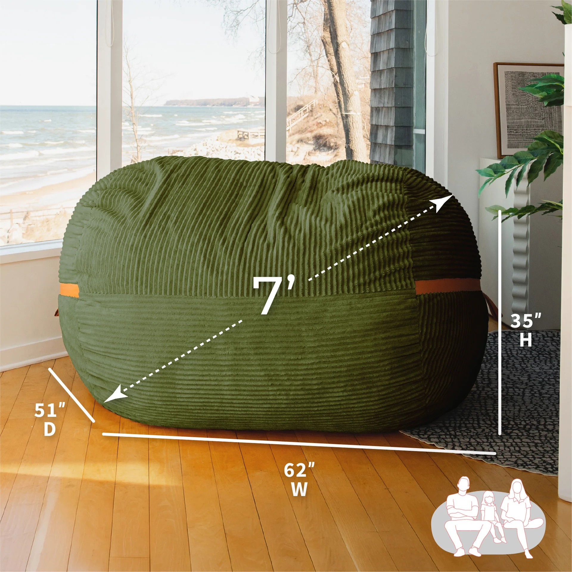 Fuf® 7Ft Foam Bean Bag - Image 7