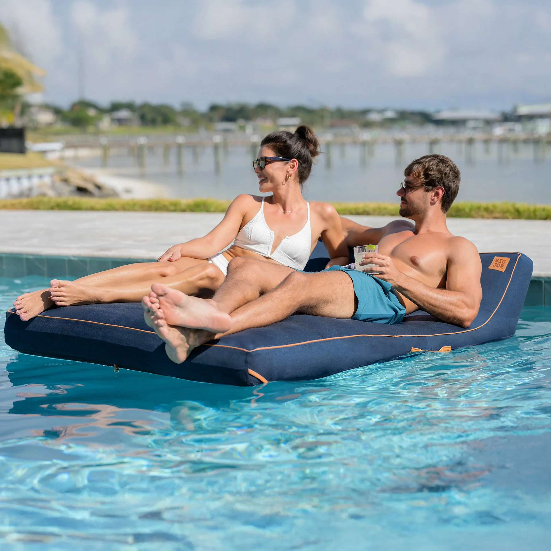 Lux Double Inflatable Chaise Pool Float with Sunbrella® Fabric - Image 14
