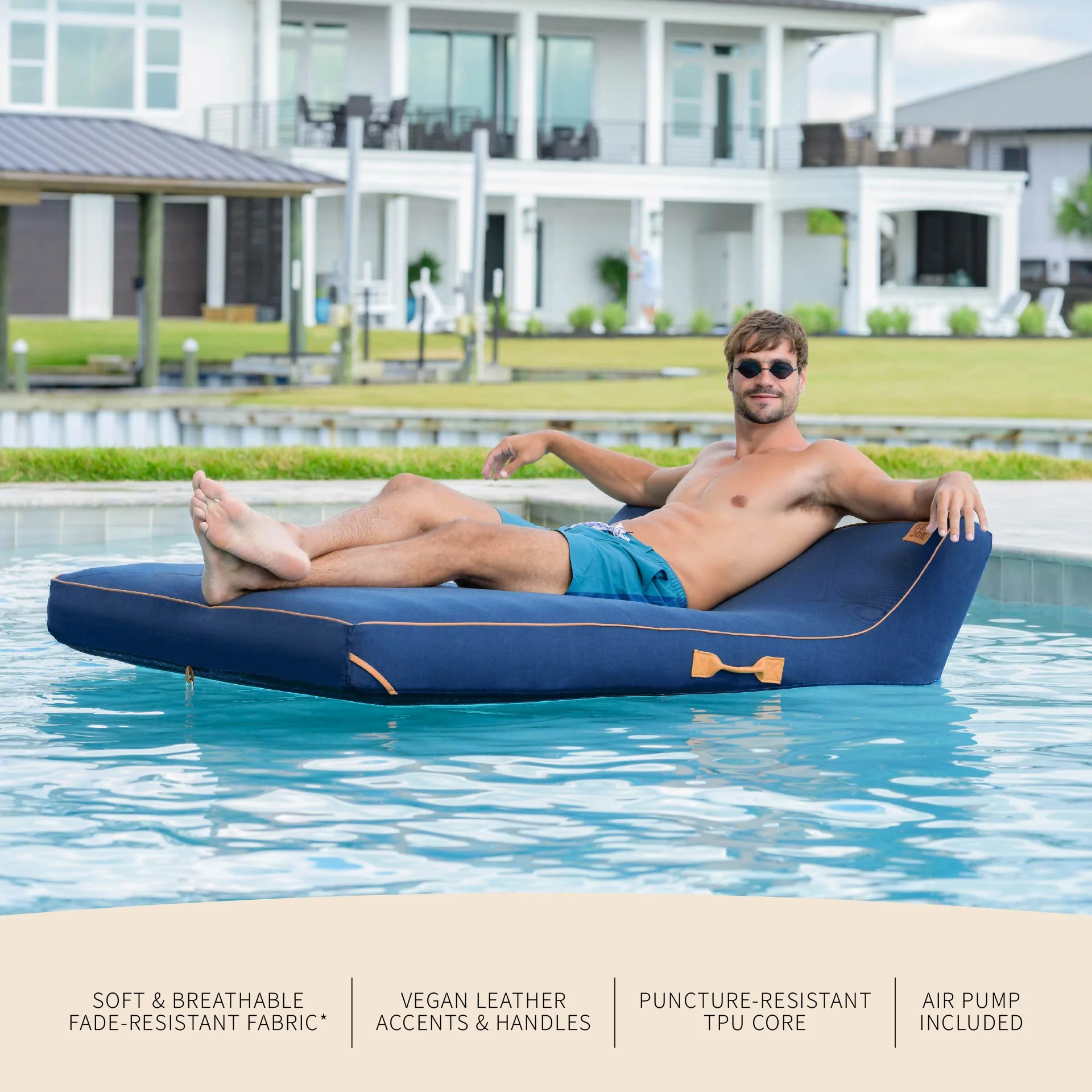 Lux Double Inflatable Chaise Pool Float with Sunbrella® Fabric - Image 15