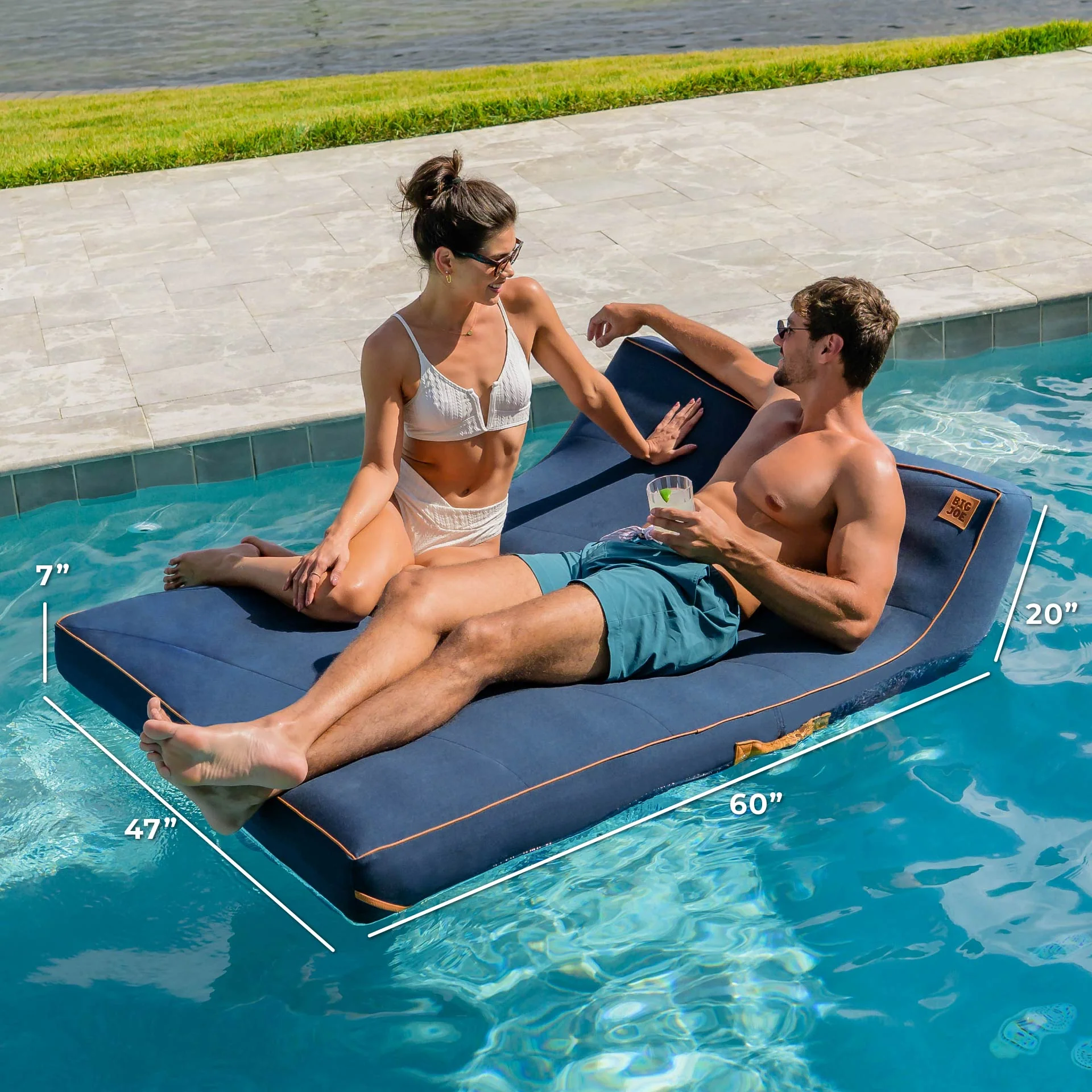 Lux Double Inflatable Chaise Pool Float with Sunbrella® Fabric - Image 16