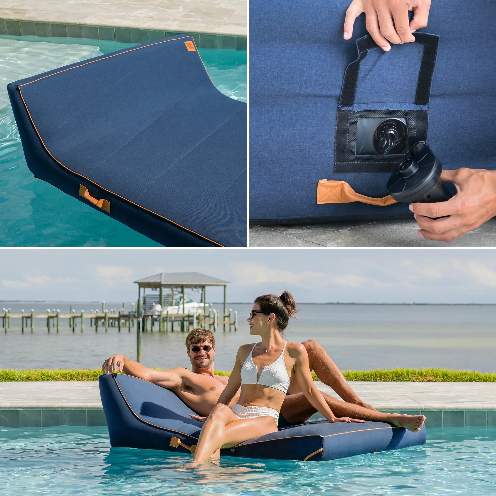 Lux Double Inflatable Chaise Pool Float with Sunbrella® Fabric - Image 17