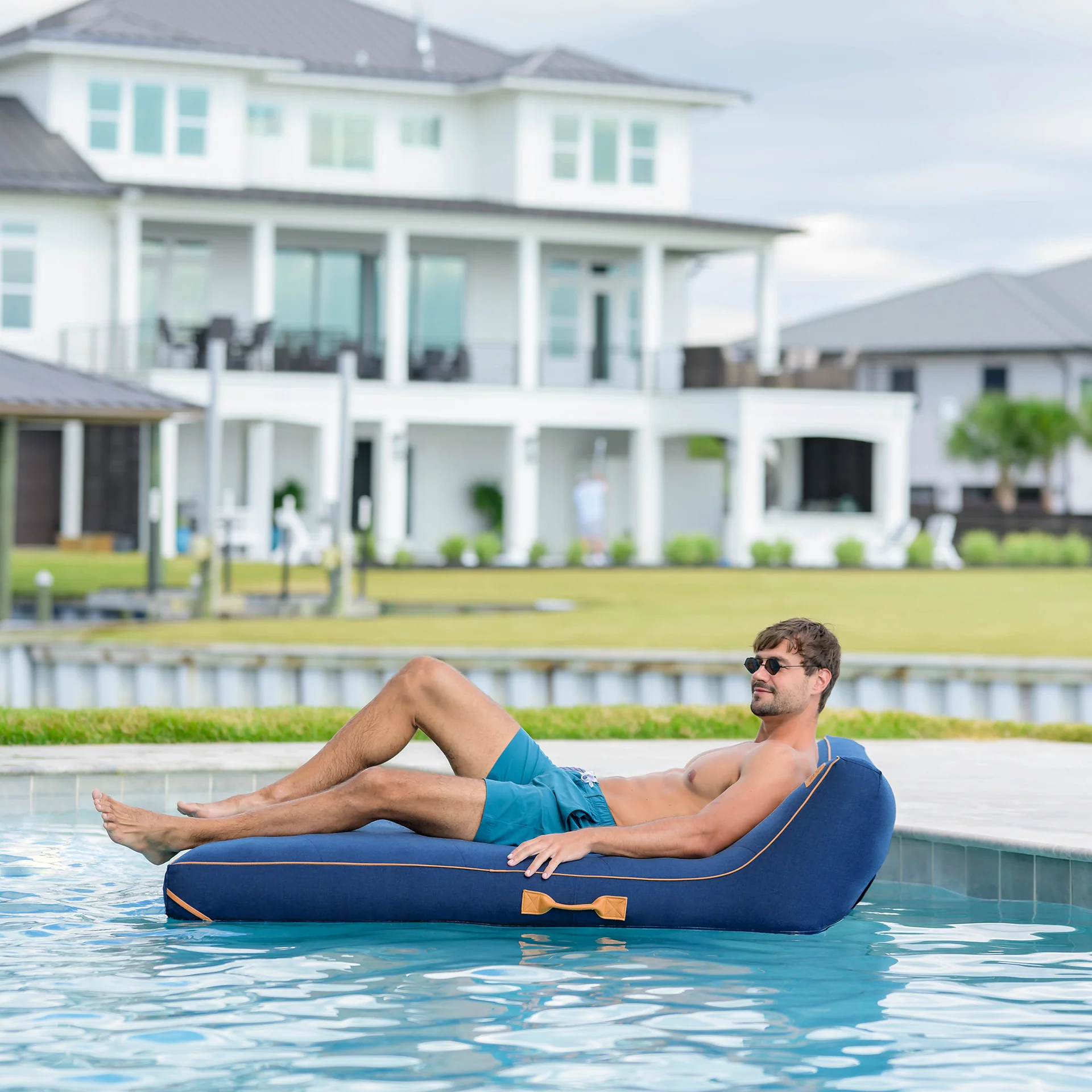 Lux Double Inflatable Chaise Pool Float with Sunbrella® Fabric - Image 18