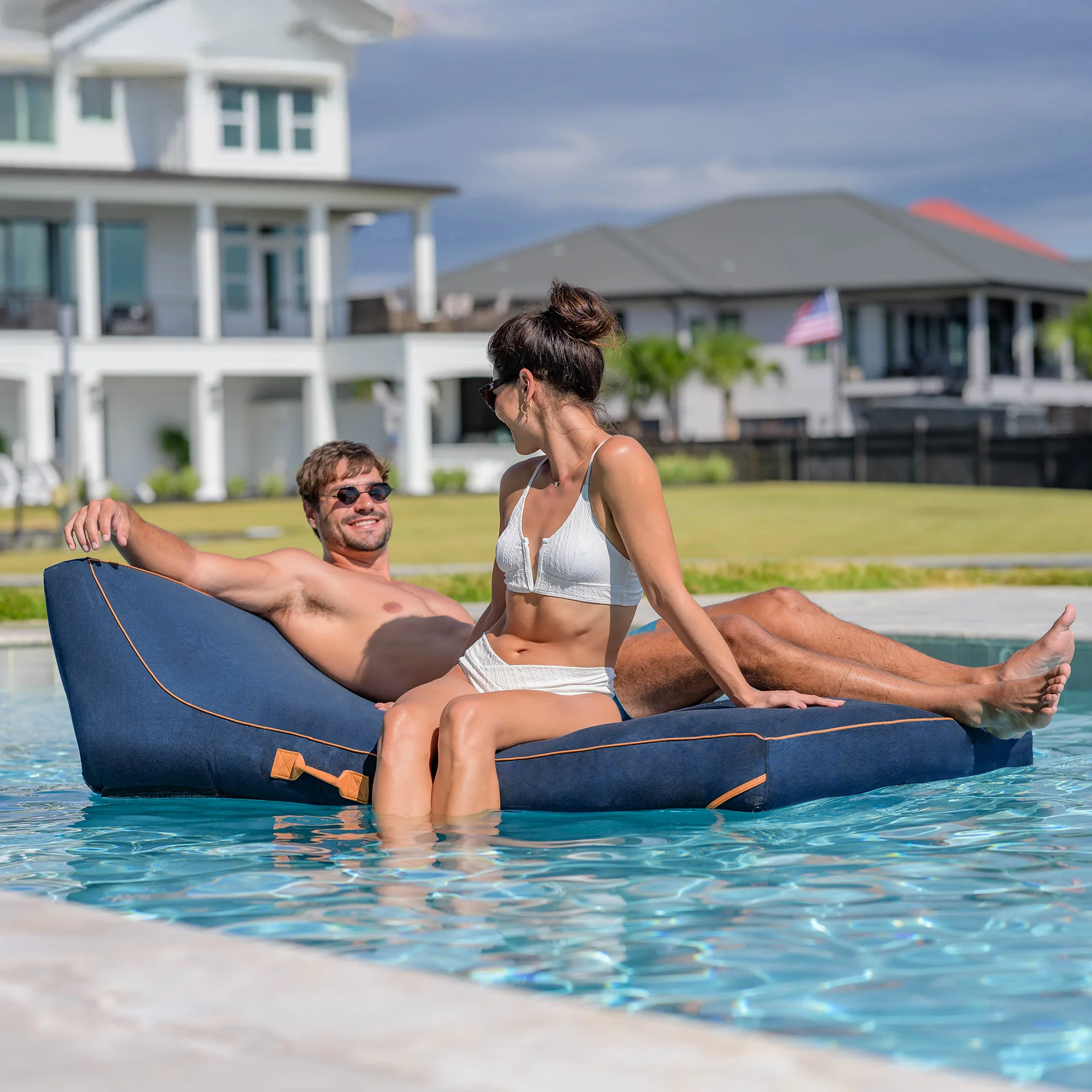 Lux Double Inflatable Chaise Pool Float with Sunbrella® Fabric - Image 21