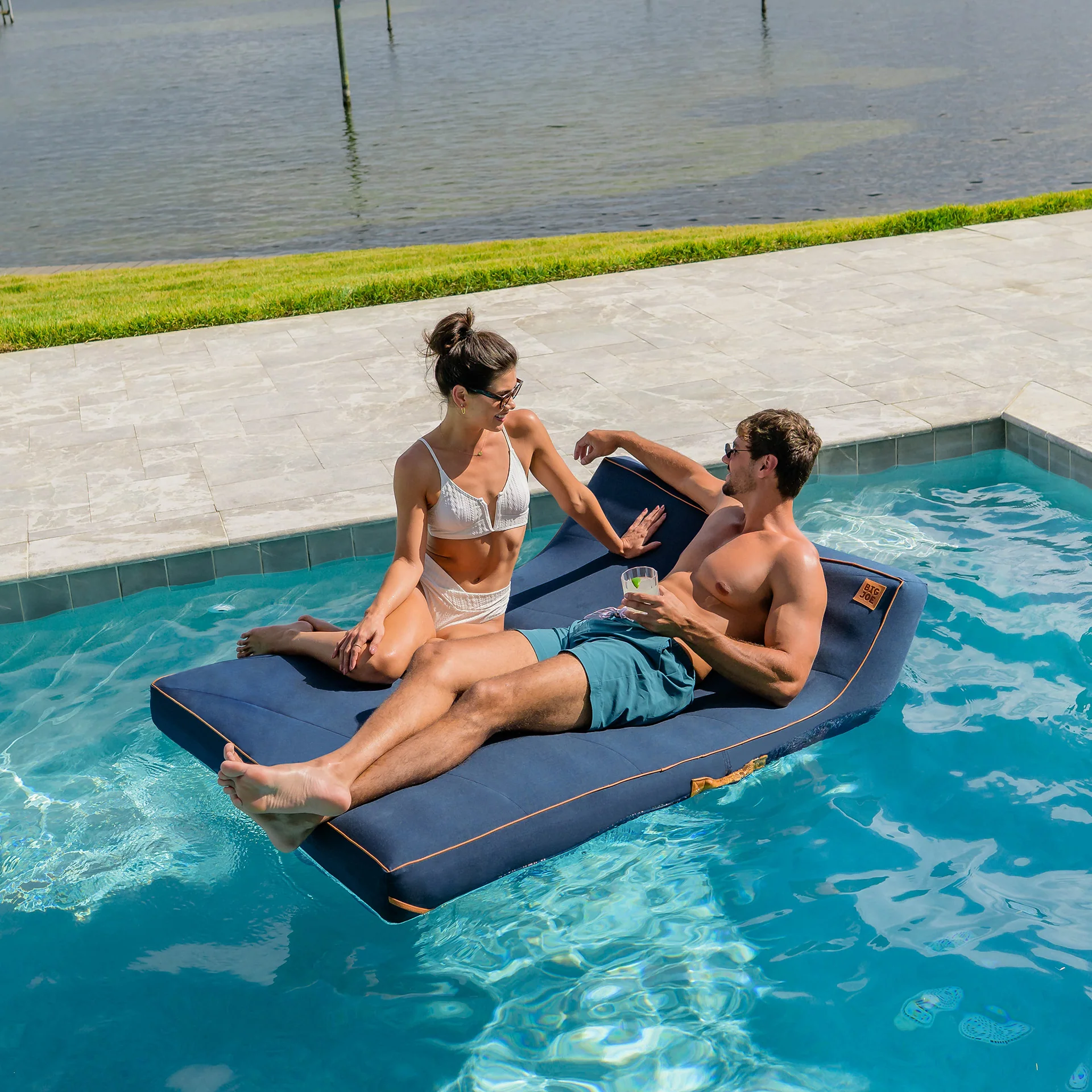 Lux Double Inflatable Chaise Pool Float with Sunbrella® Fabric - Image 23