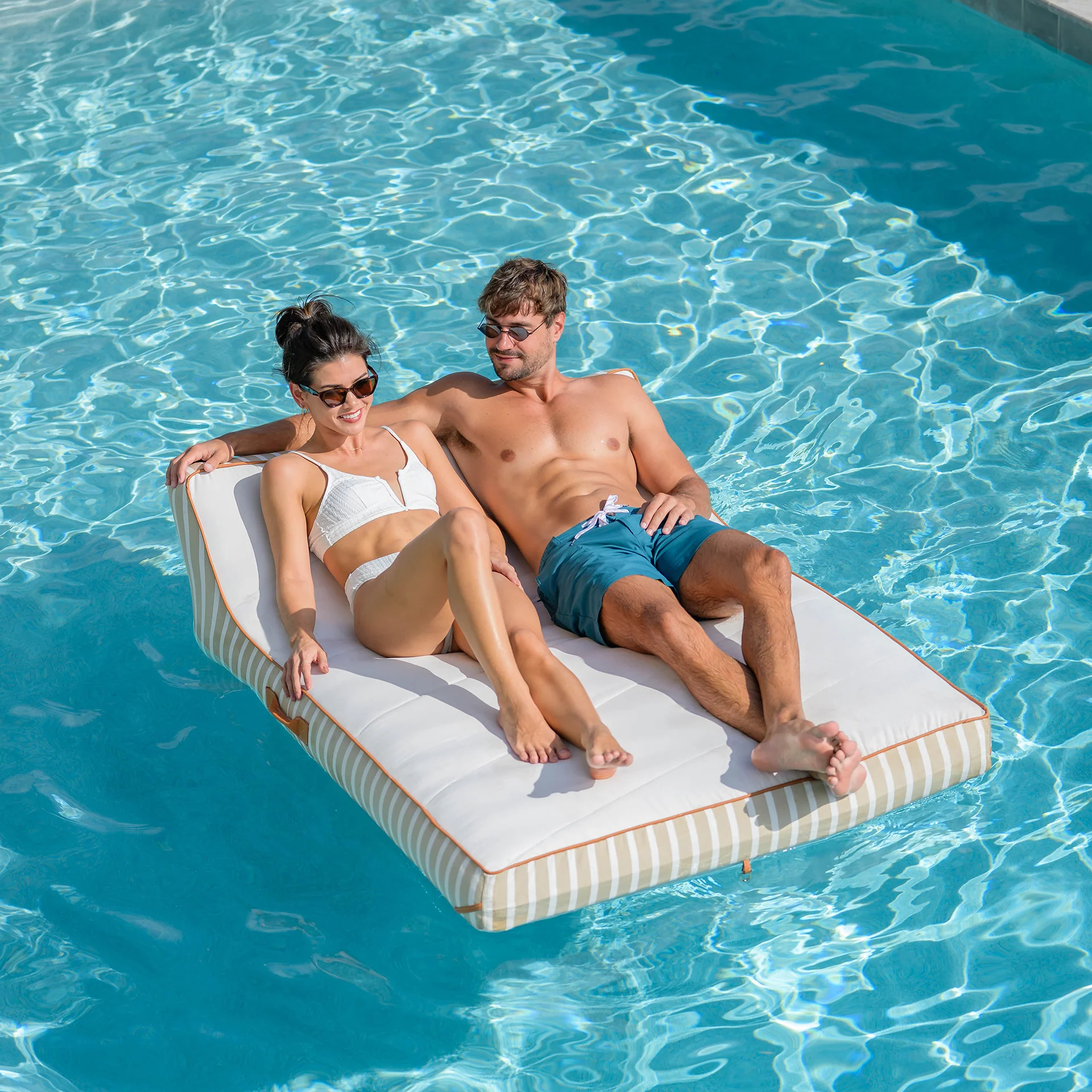 Lux Double Inflatable Chaise Pool Float with Sunbrella® Fabric - Image 27