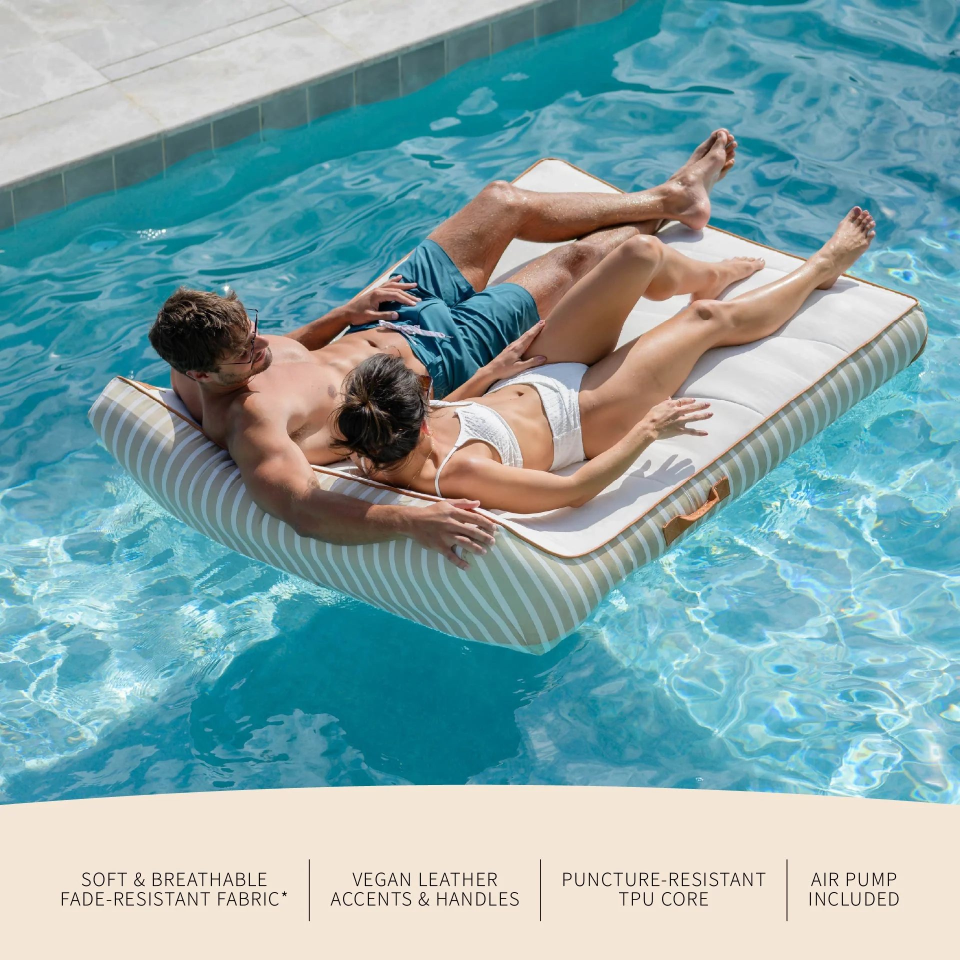 Lux Double Inflatable Chaise Pool Float with Sunbrella® Fabric - Image 29