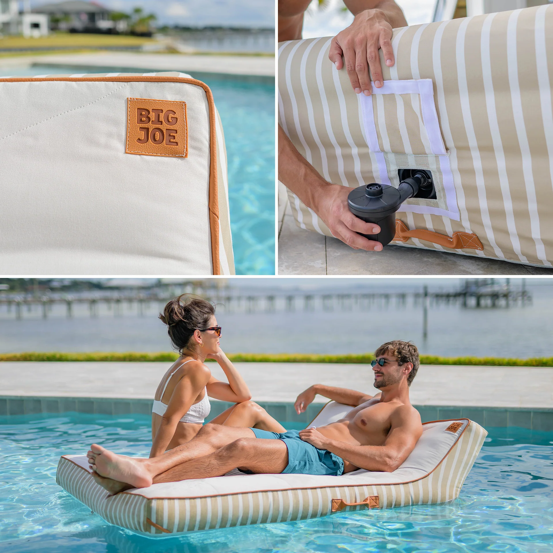 Lux Double Inflatable Chaise Pool Float with Sunbrella® Fabric - Image 30