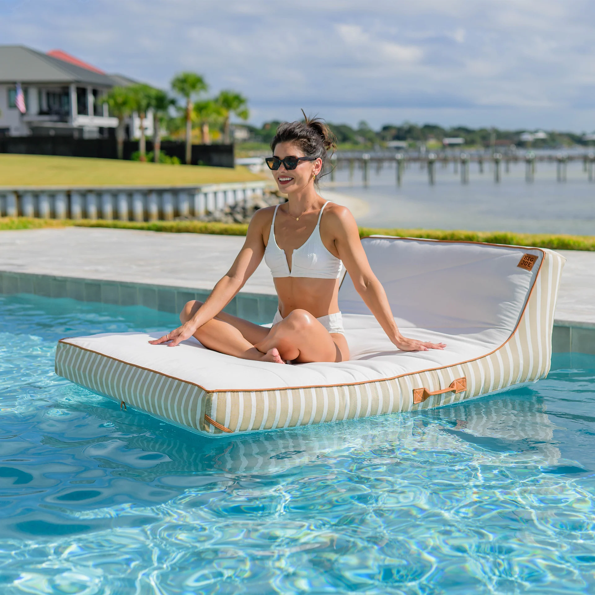 Lux Double Inflatable Chaise Pool Float with Sunbrella® Fabric - Image 32
