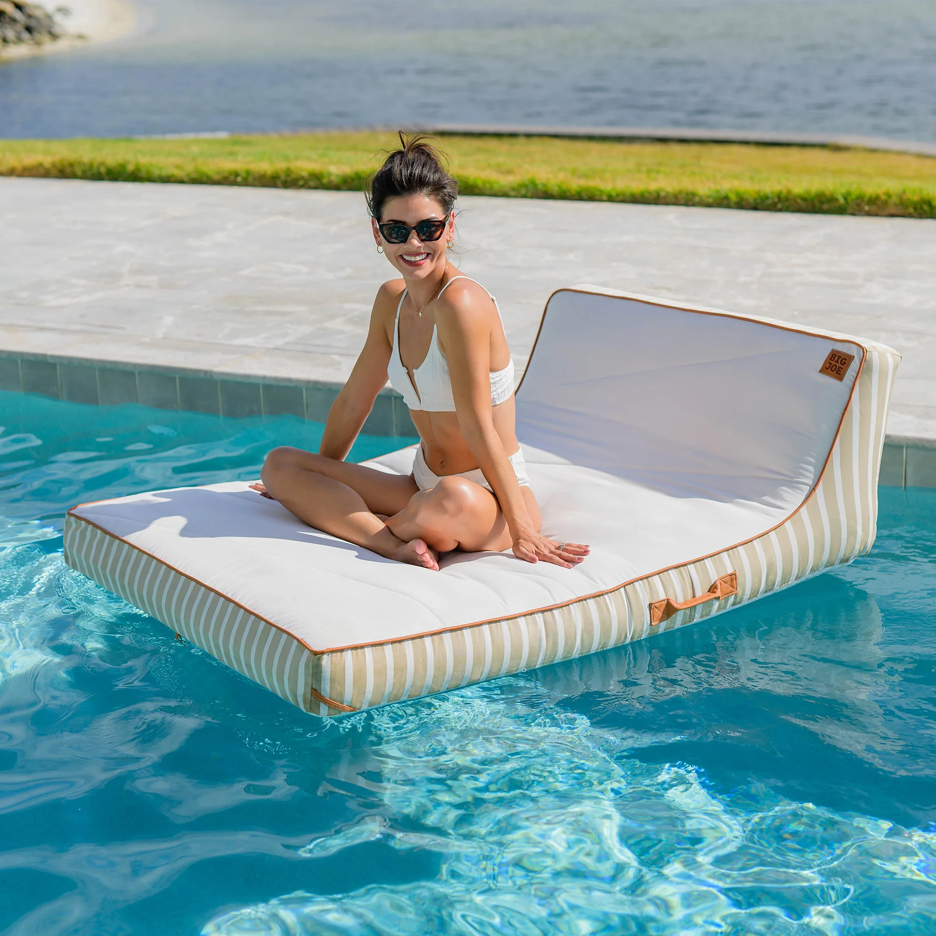 Lux Double Inflatable Chaise Pool Float with Sunbrella® Fabric - Image 33