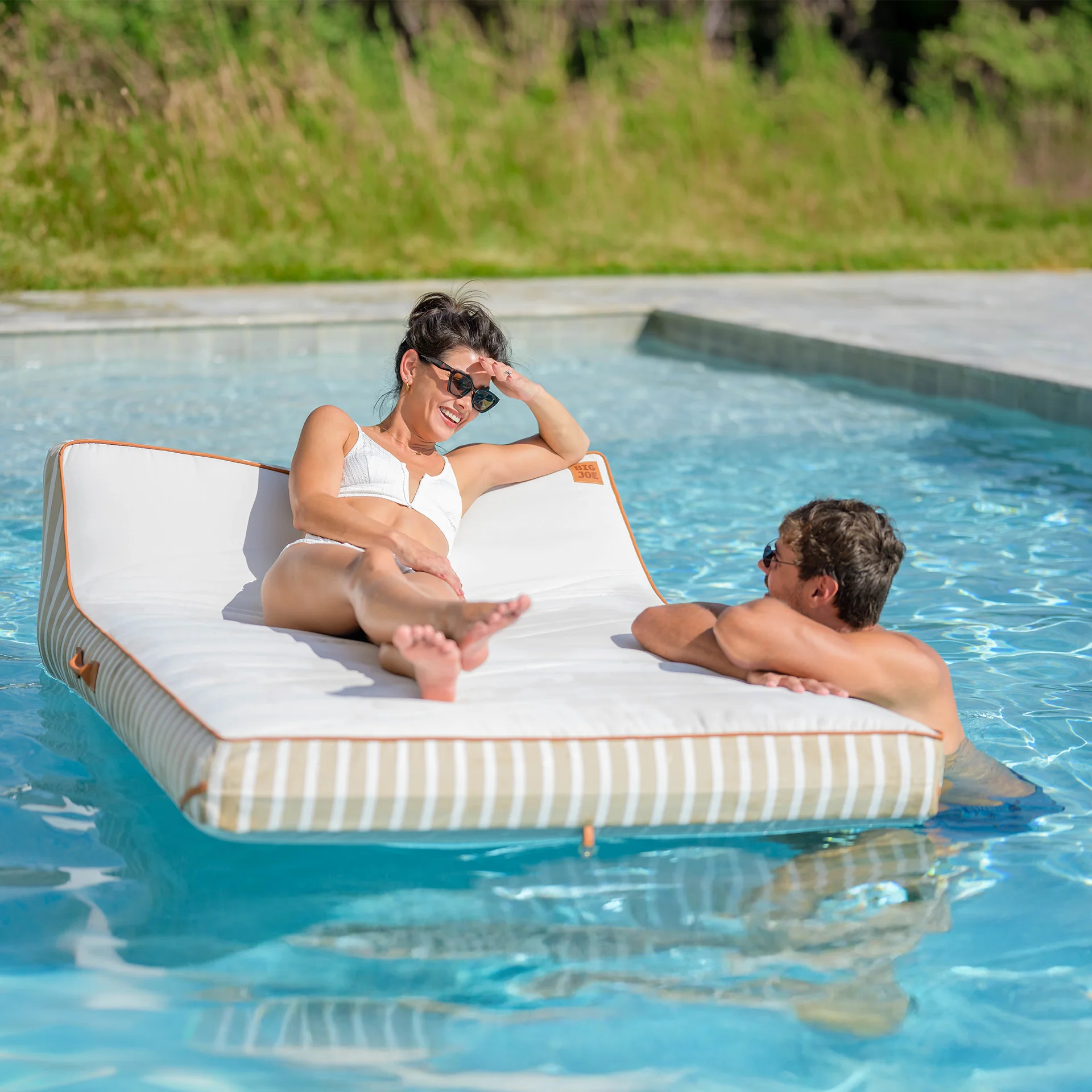 Lux Double Inflatable Chaise Pool Float with Sunbrella® Fabric - Image 35