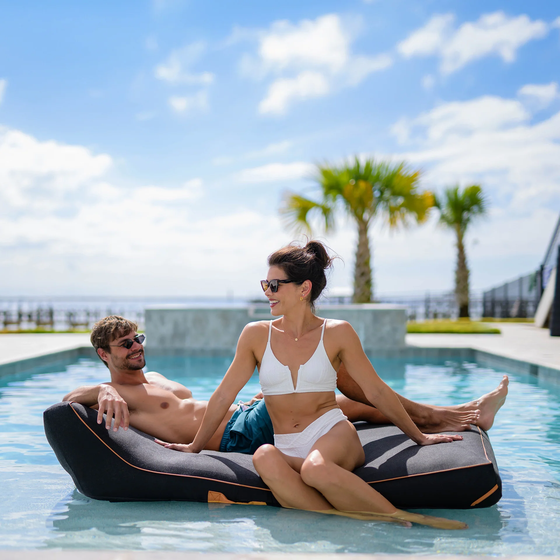 Lux Double Inflatable Chaise Pool Float with Sunbrella® Fabric - Image 9