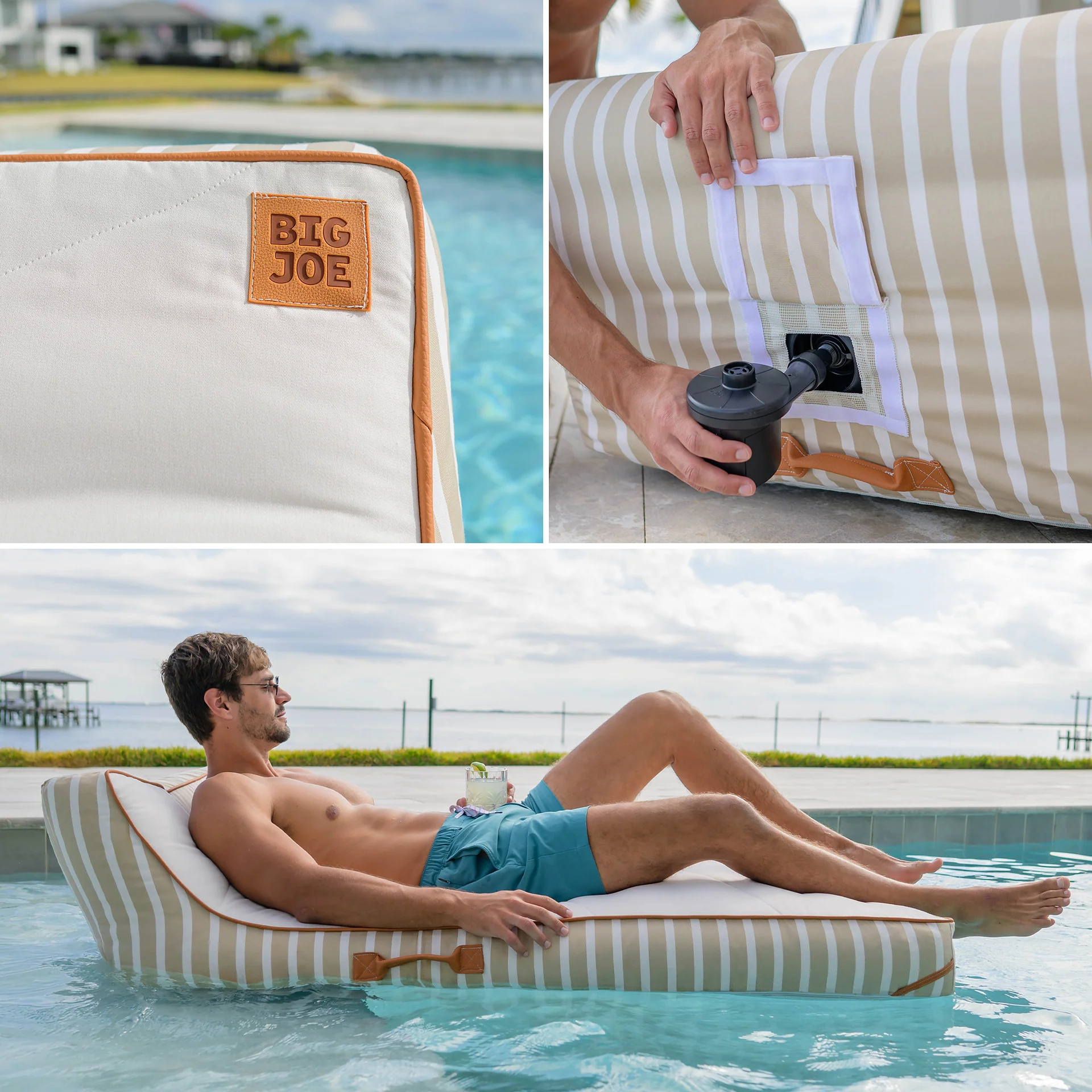 Lux Inflatable Chaise Pool Lounger with Sunbrella® Fabric - Image 19