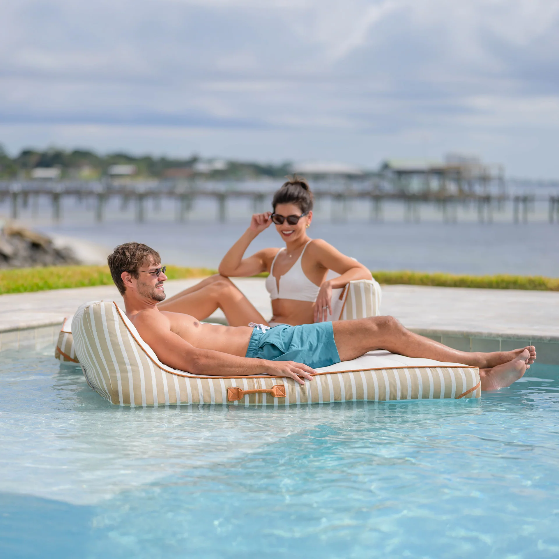 Lux Inflatable Chaise Pool Lounger with Sunbrella® Fabric - Image 21