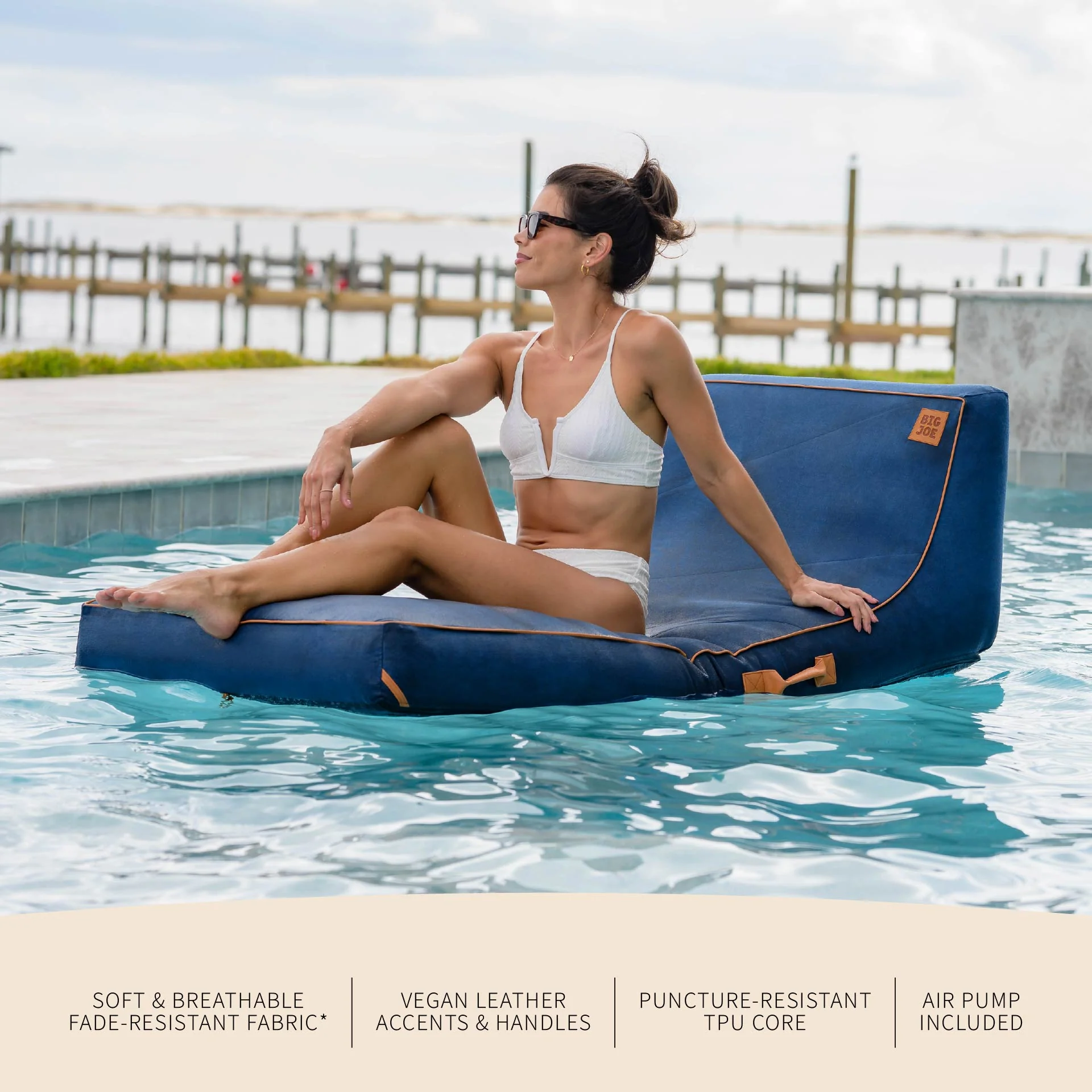 Lux Inflatable Chaise Pool Lounger with Sunbrella® Fabric - Image 3