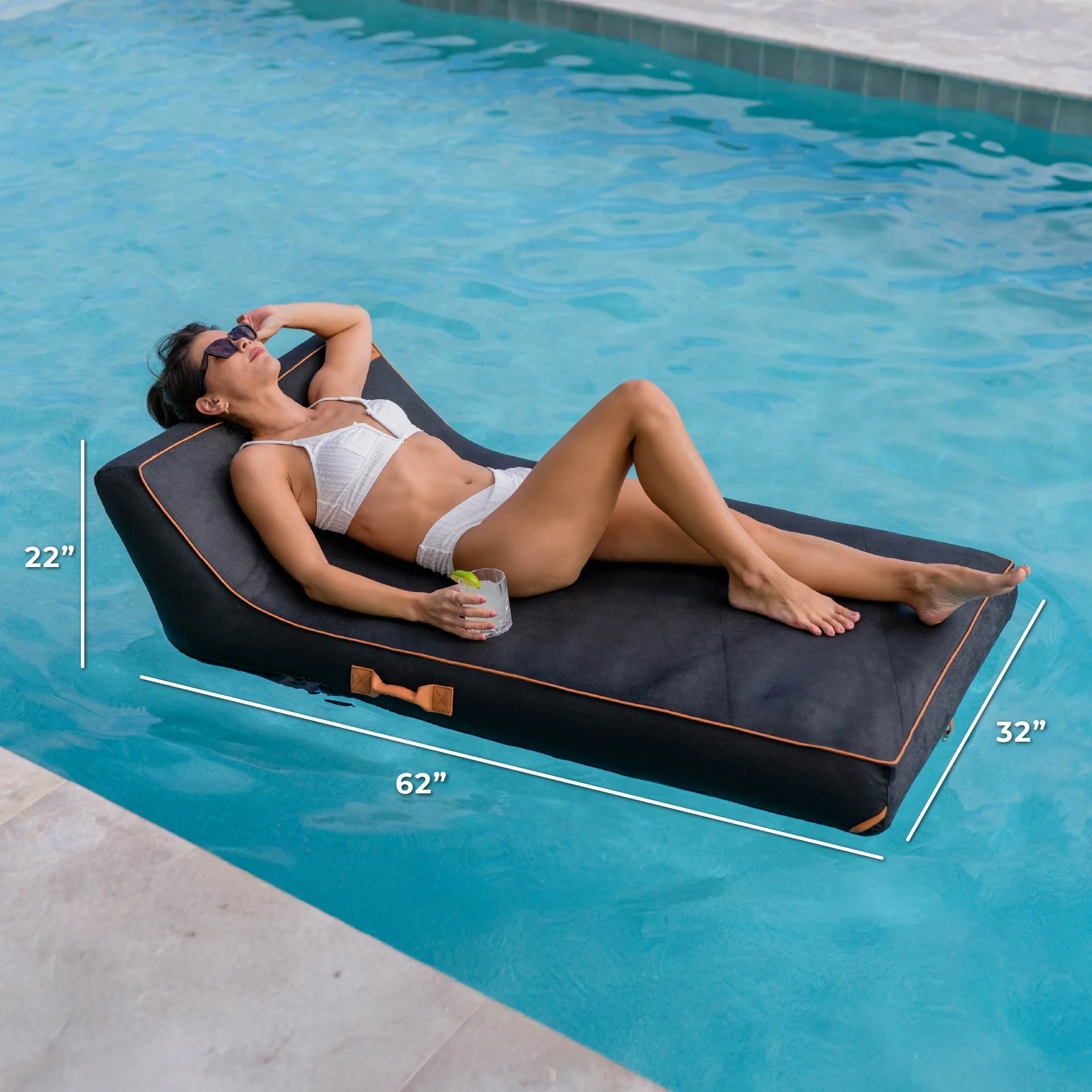 Lux Inflatable Chaise Pool Lounger with Sunbrella® Fabric - Image 30
