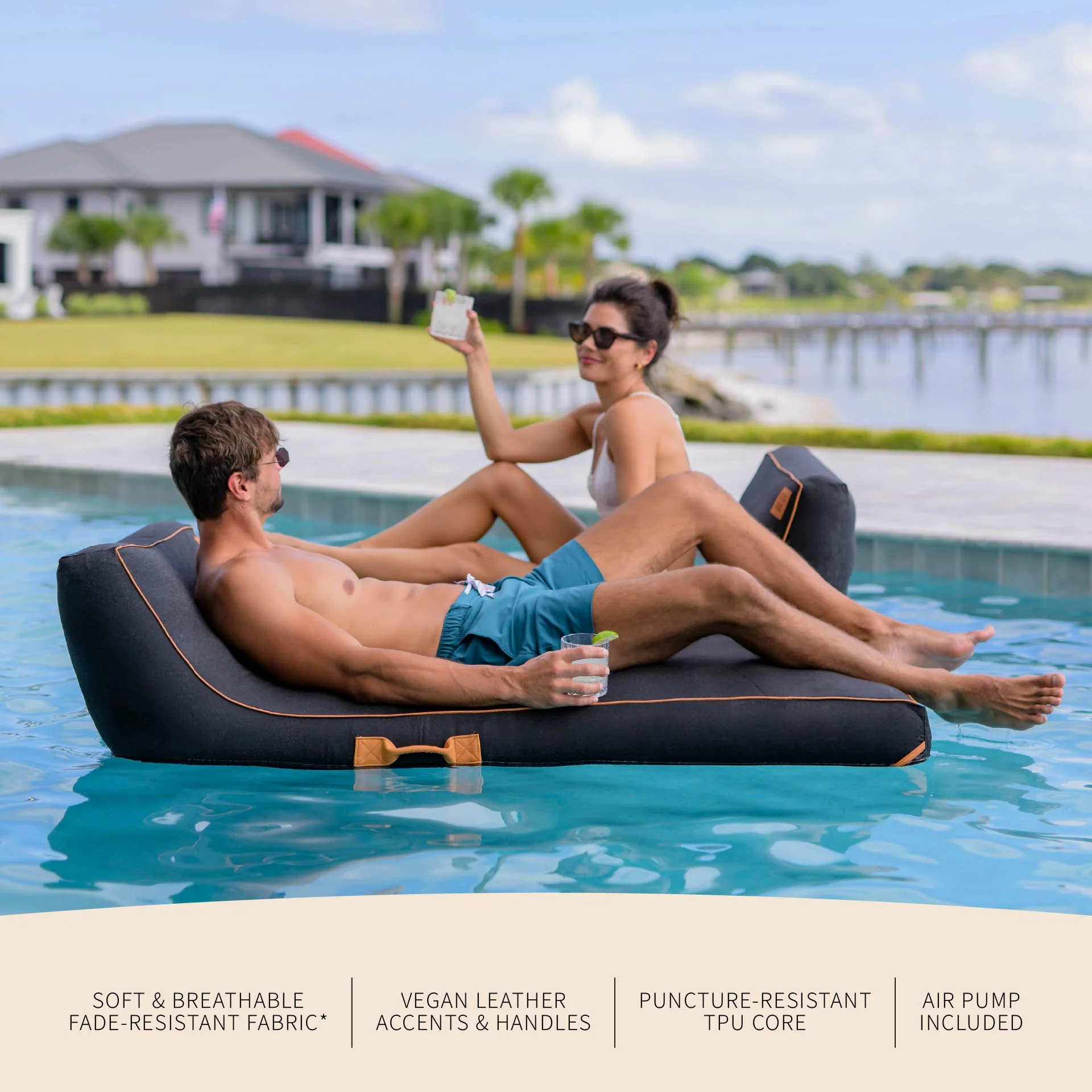 Lux Inflatable Chaise Pool Lounger with Sunbrella® Fabric - Image 31