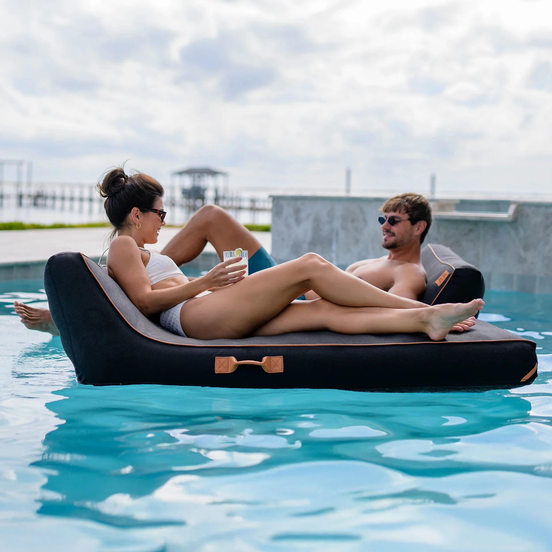 Lux Inflatable Chaise Pool Lounger with Sunbrella® Fabric - Image 34