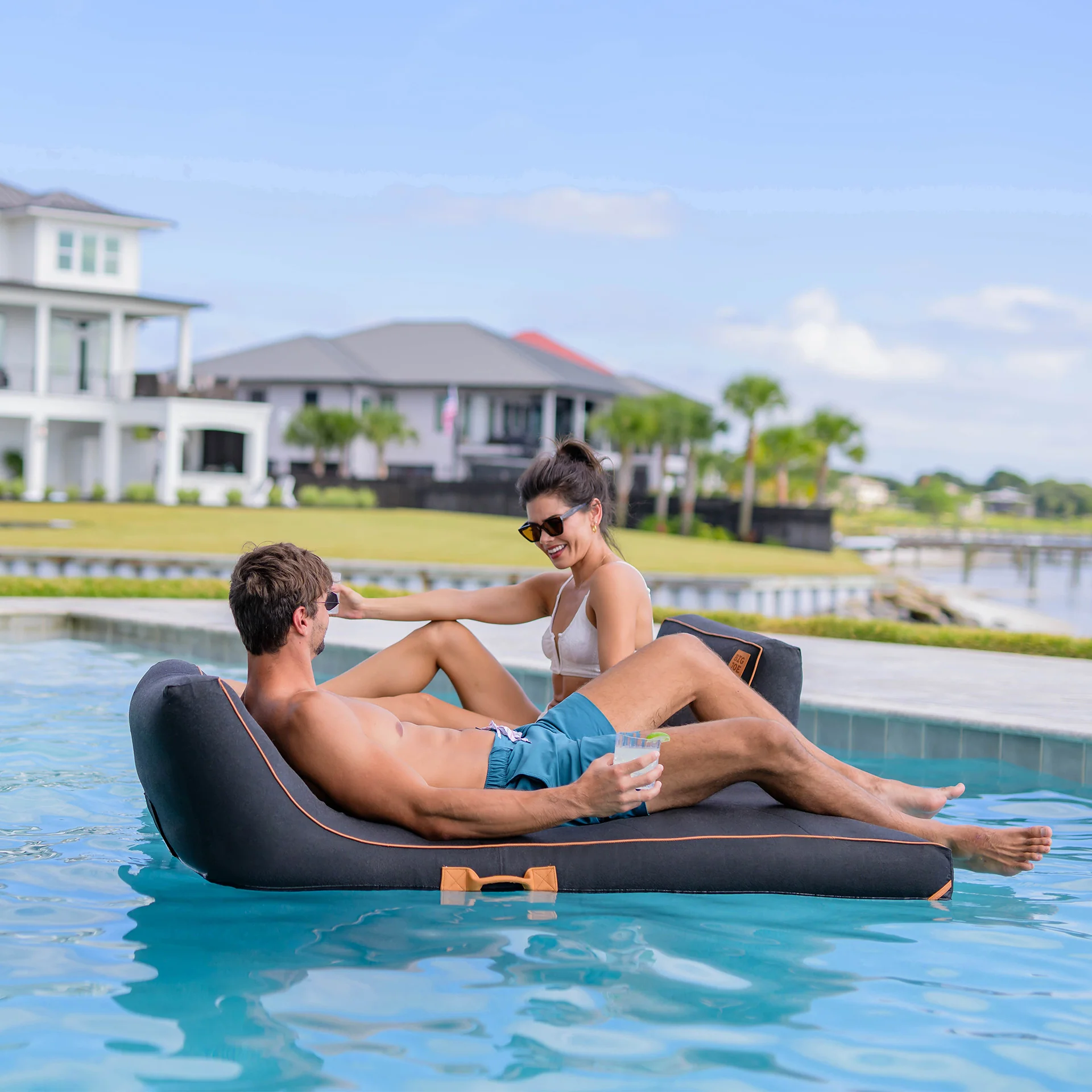 Lux Inflatable Chaise Pool Lounger with Sunbrella® Fabric - Image 36