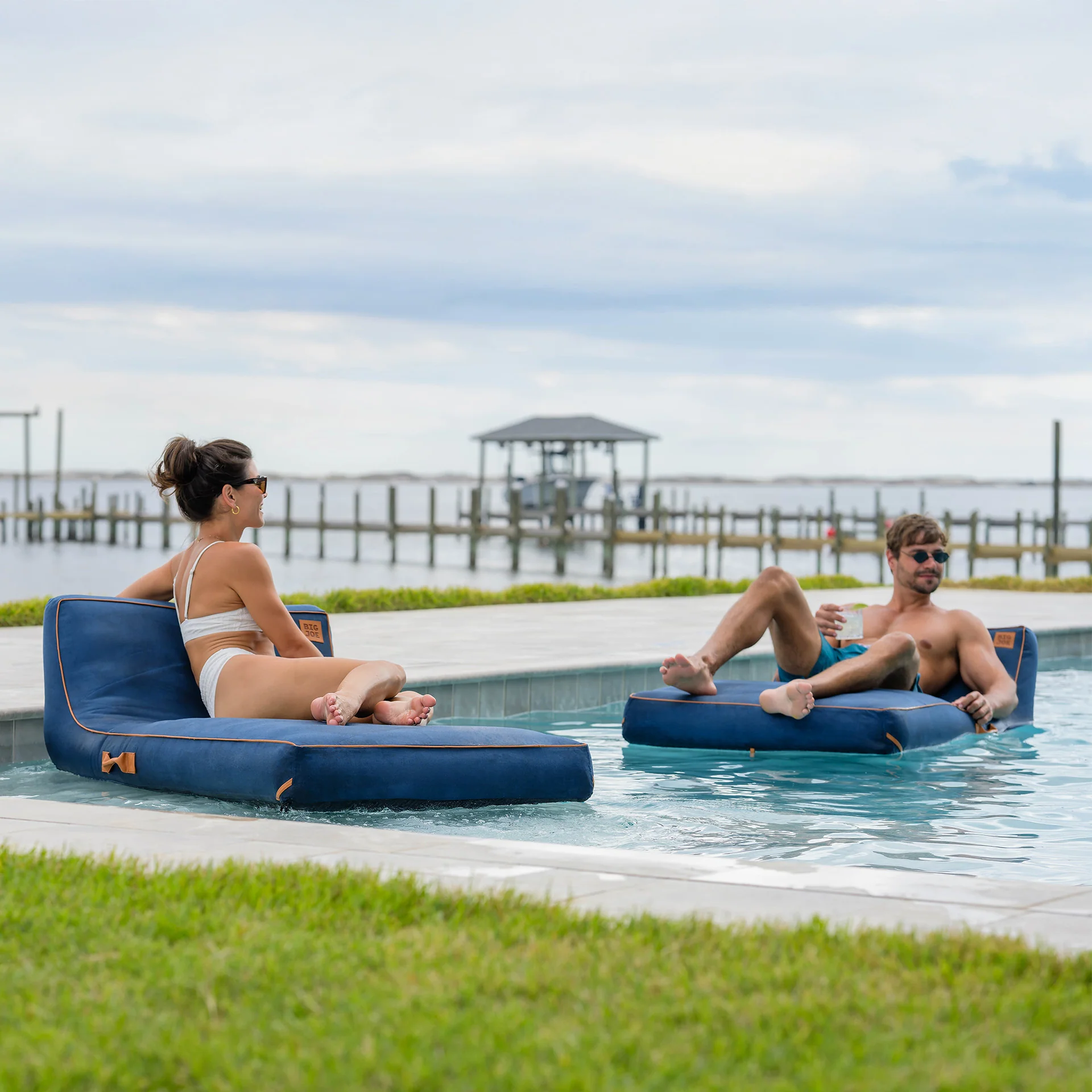 Lux Inflatable Chaise Pool Lounger with Sunbrella® Fabric - Image 4