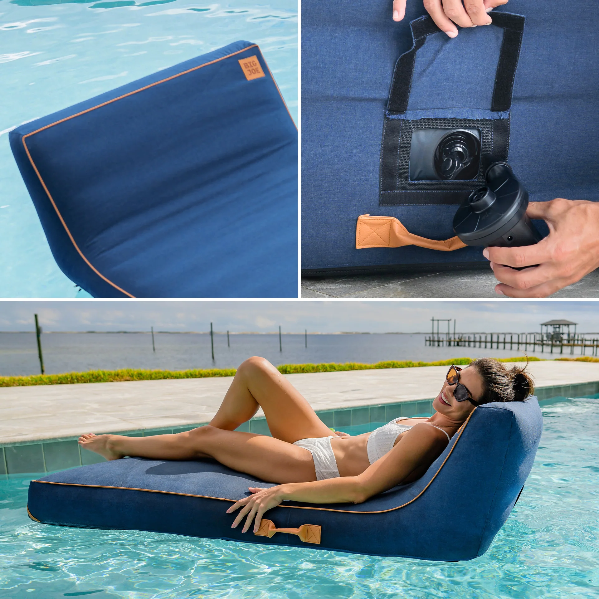 Lux Inflatable Chaise Pool Lounger with Sunbrella® Fabric - Image 5