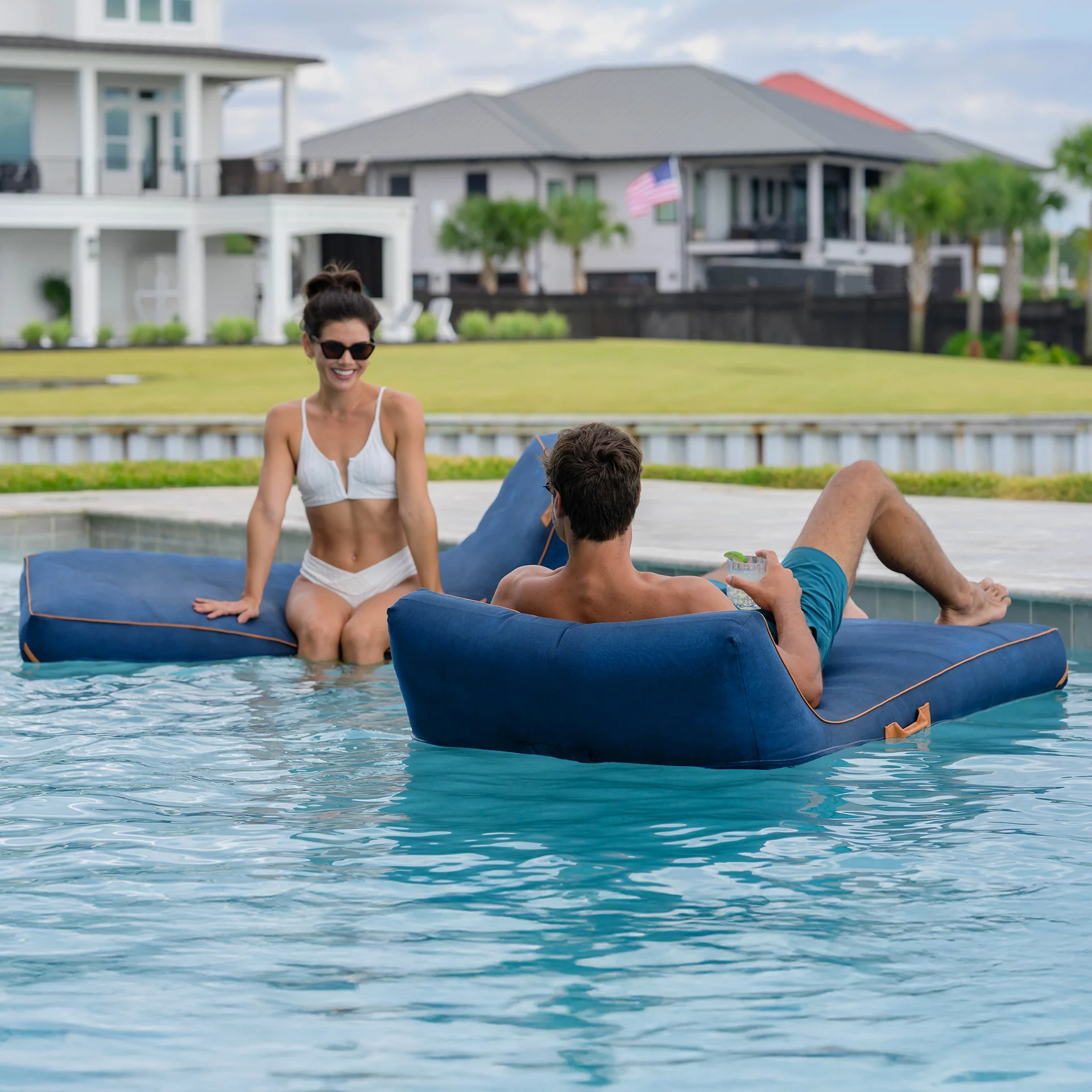 Lux Inflatable Chaise Pool Lounger with Sunbrella® Fabric - Image 6