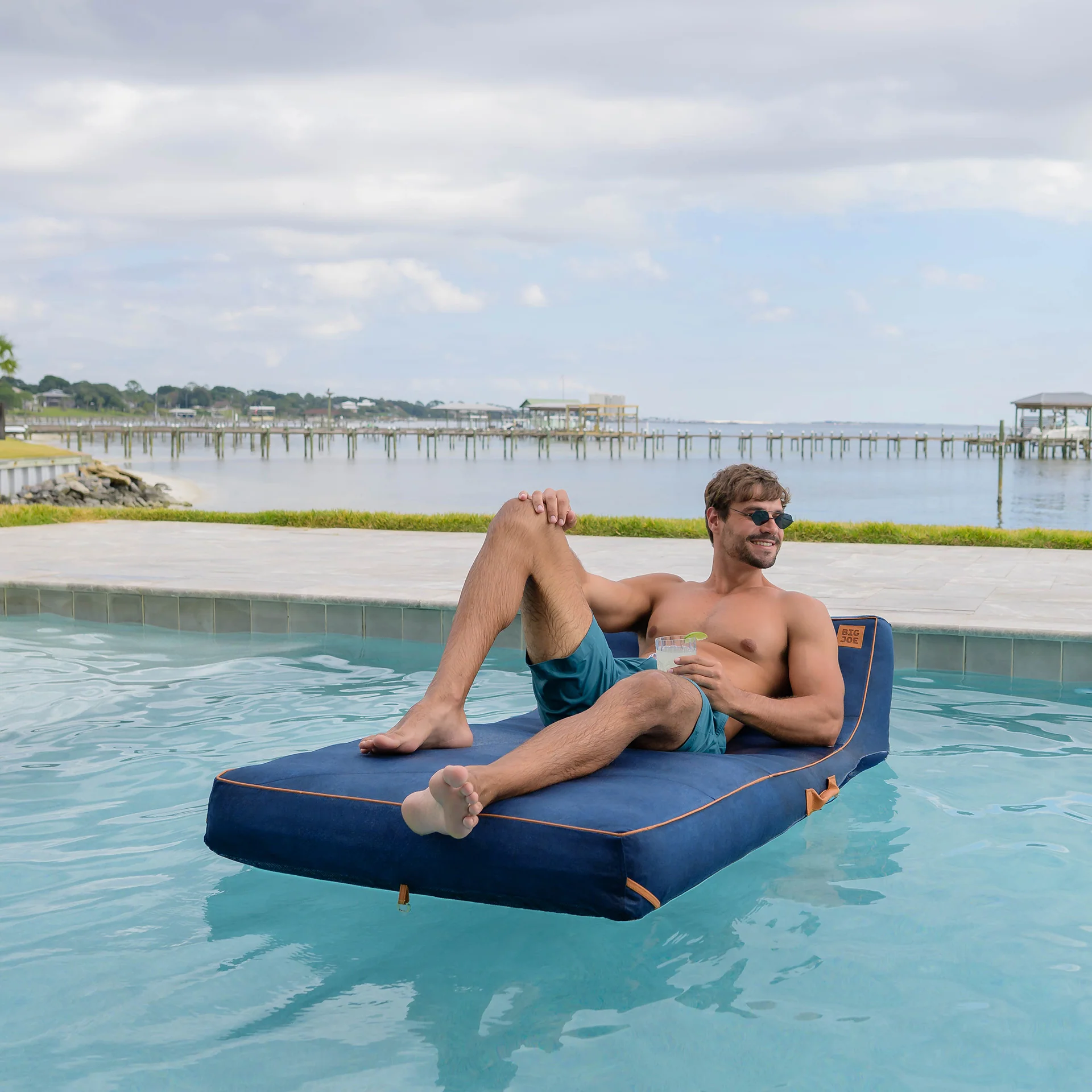 Lux Inflatable Chaise Pool Lounger with Sunbrella® Fabric - Image 9
